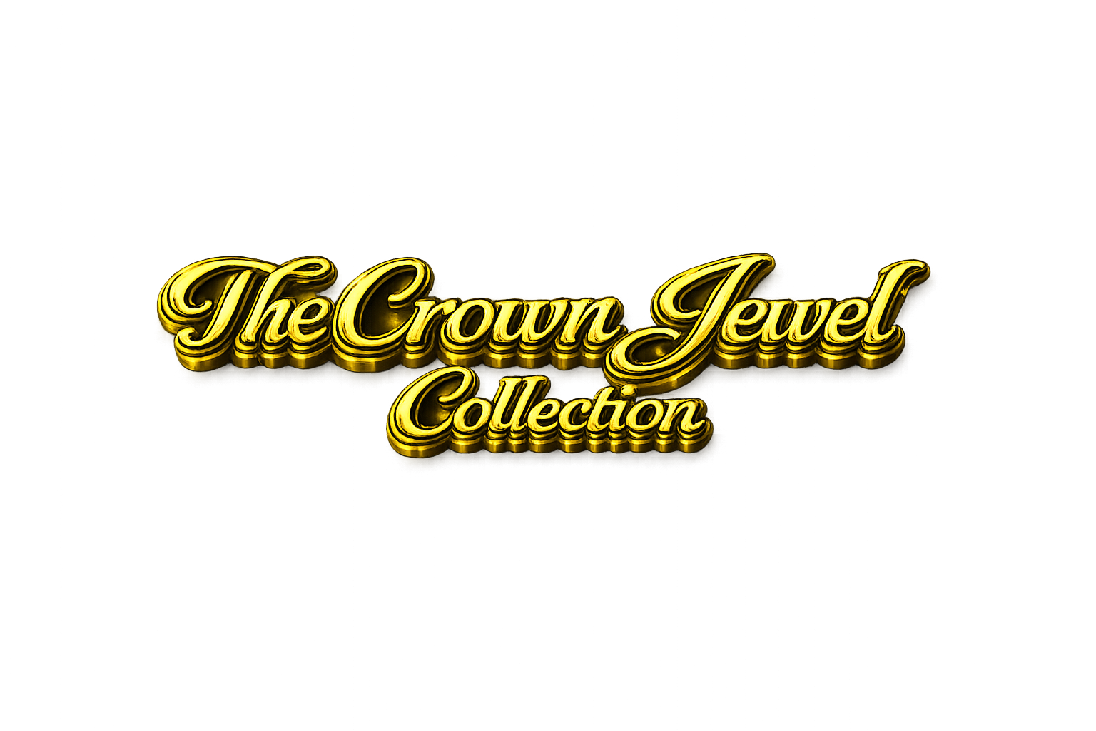 Gold text reading 'The Crown Jewel Collection' on a gray background.
