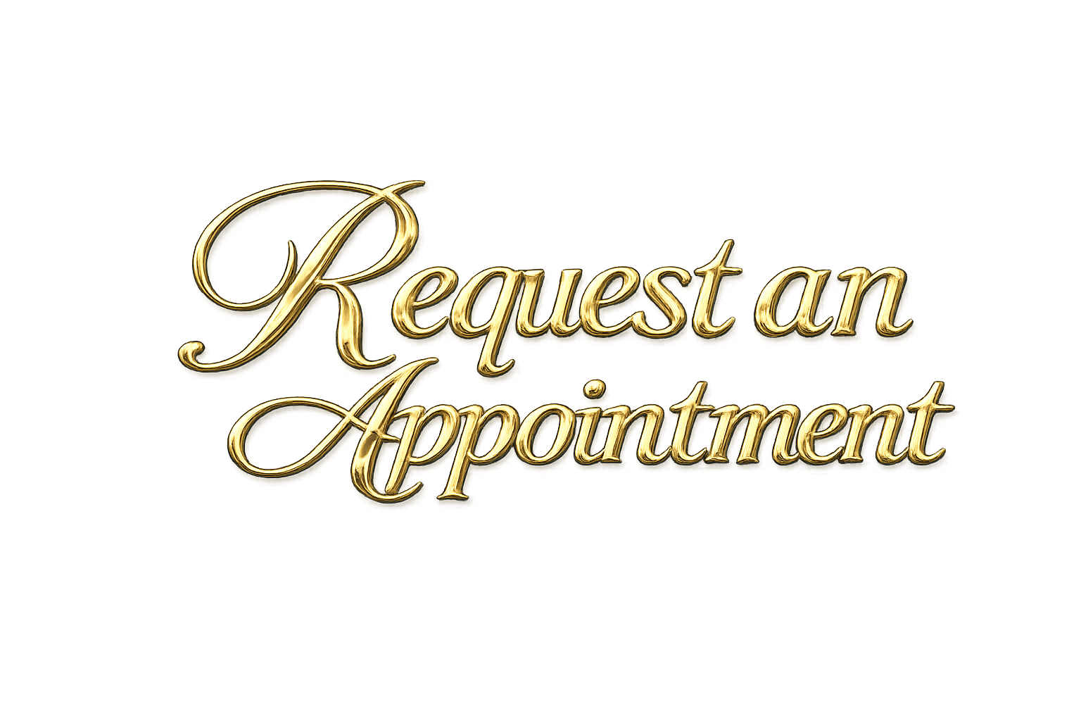 Gold metallic text that reads 'Request an Appointment' against a gold and multicolored background.