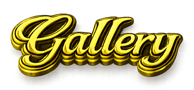 Neon sign spelling 'Gallery' in yellow with a black background.