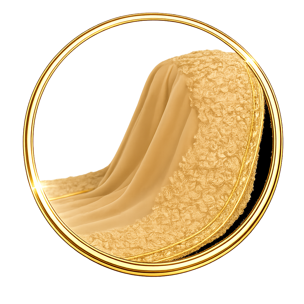 A close-up, cross-sectional view of a gold coin with a detailed, textured surface.