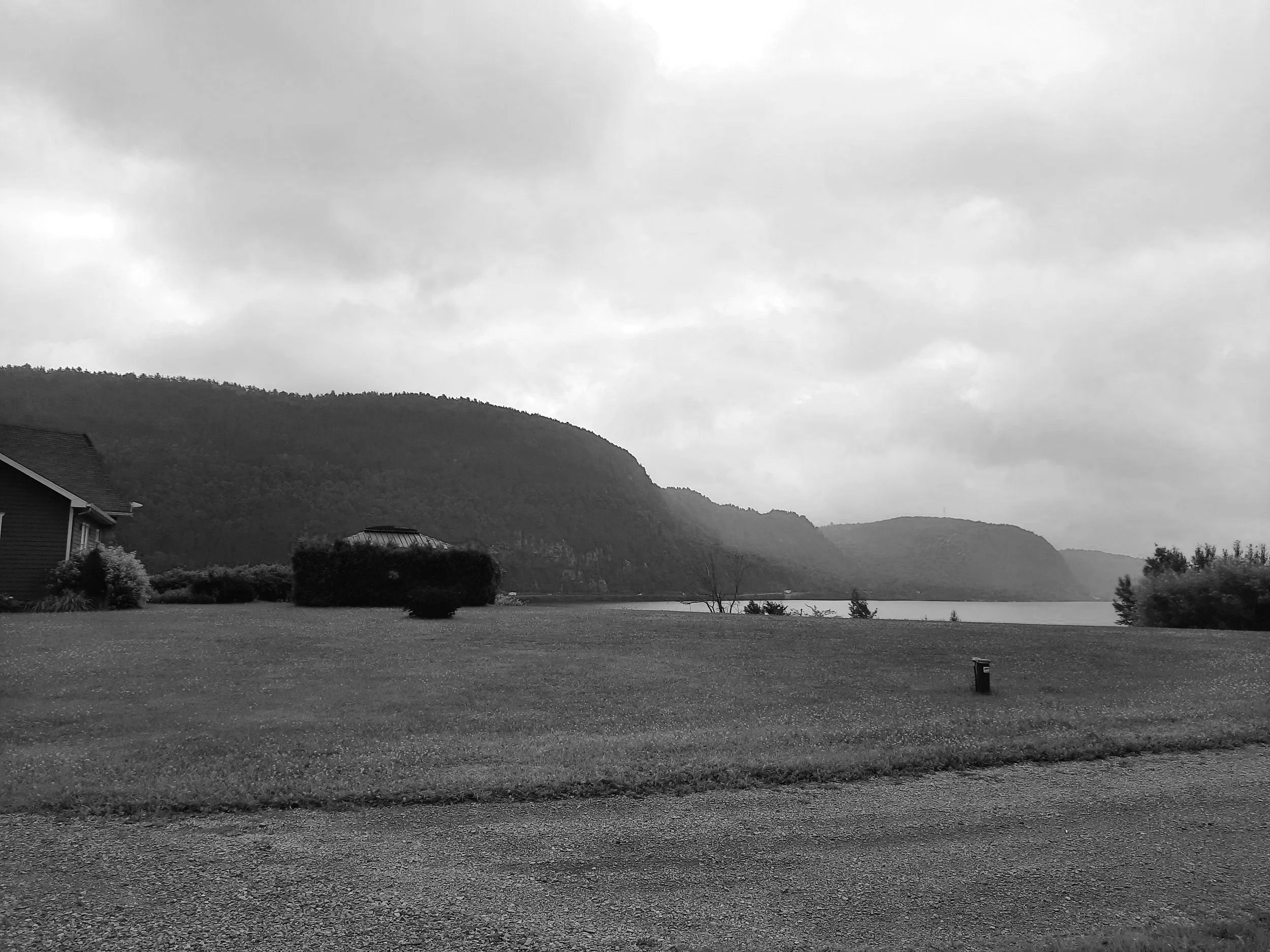 mountain landscape black and white