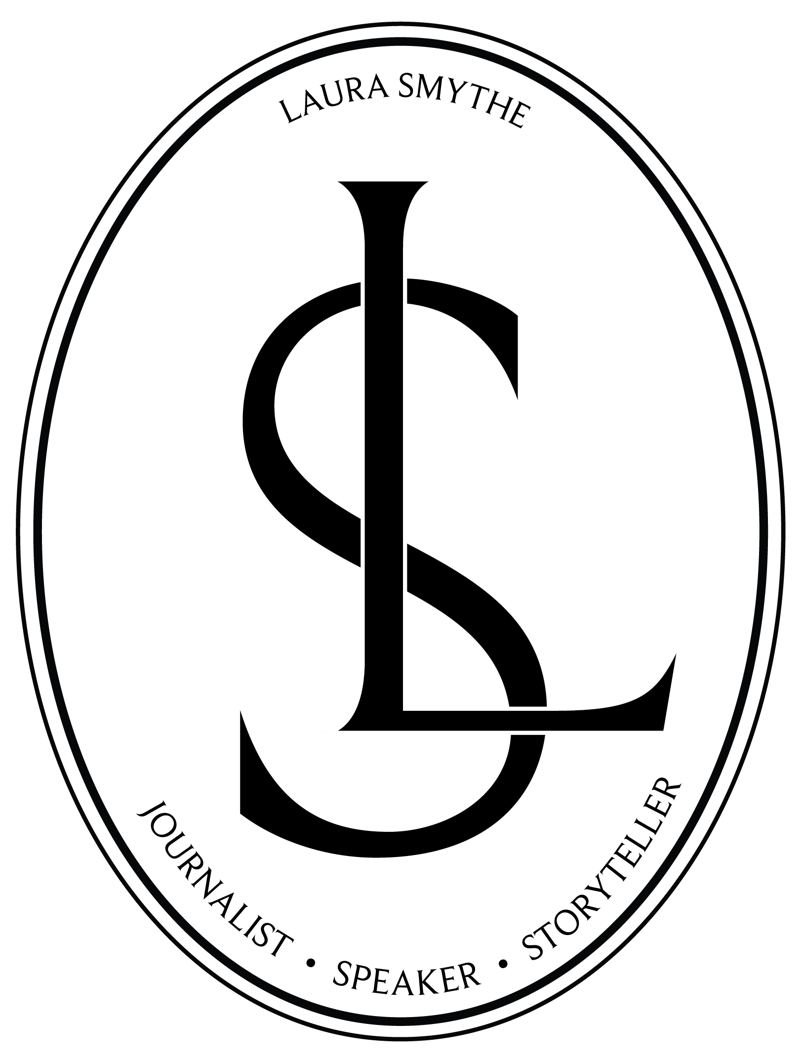 Laura Smyth oval logo that reads Journalist, Speaker, Storyteller around the bottom.
