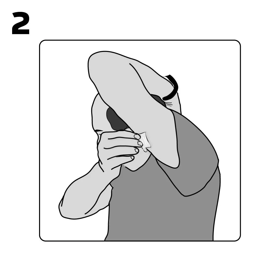 New grayscale illustration showing improved arm position.
