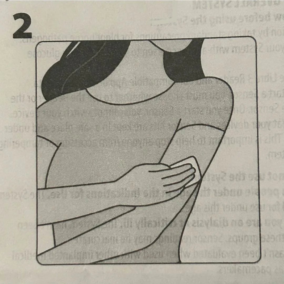 Photo from product insert - illustration 2 showing the figure cleaning a portion of her arm.