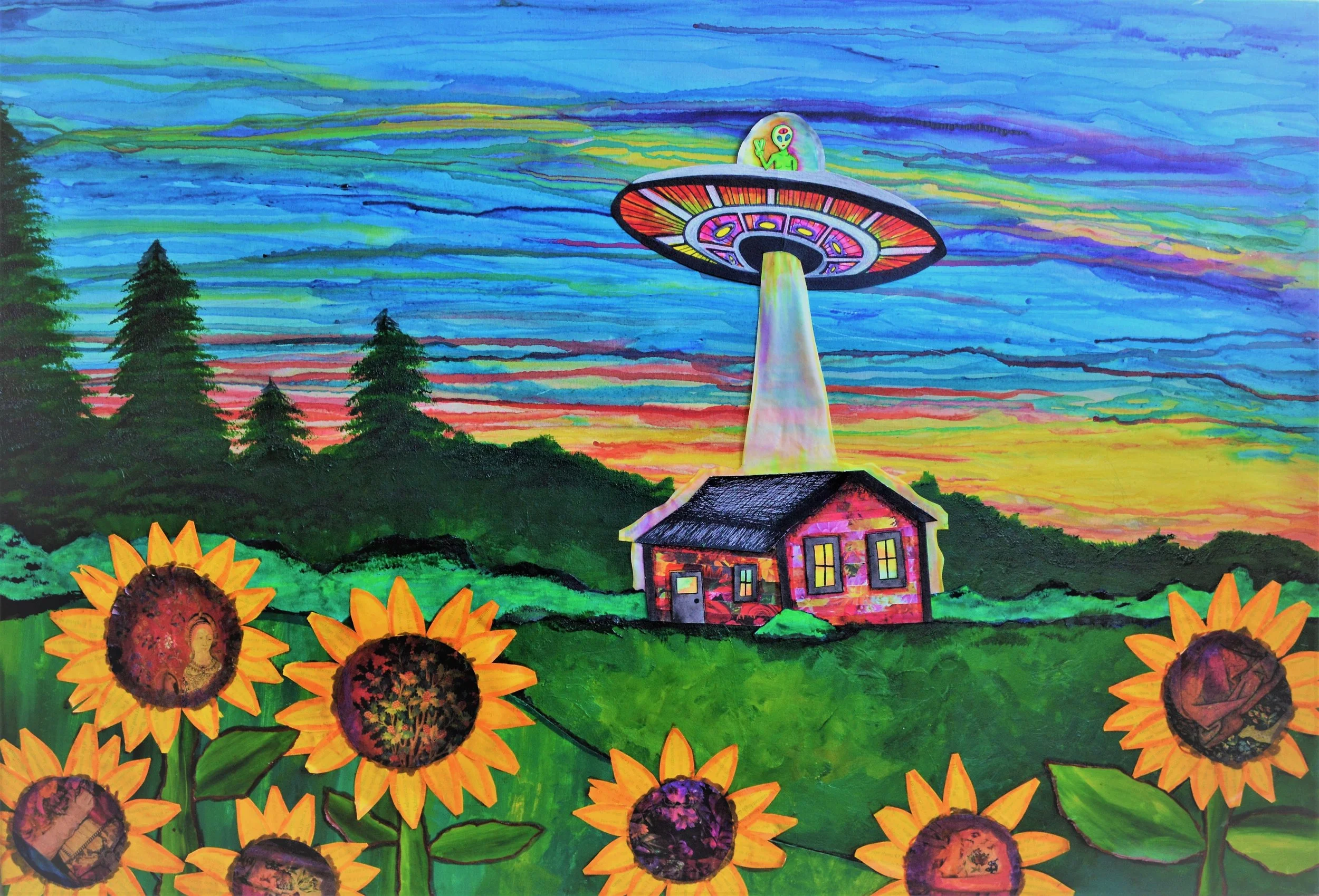 Look Up | OG SOLD | mixed media collage - magazines, paper, watercolor, acrylic on 24"x36" canvas