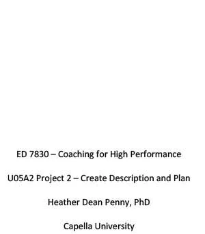 Capella University - Heather Penny - Coaching for High Performance