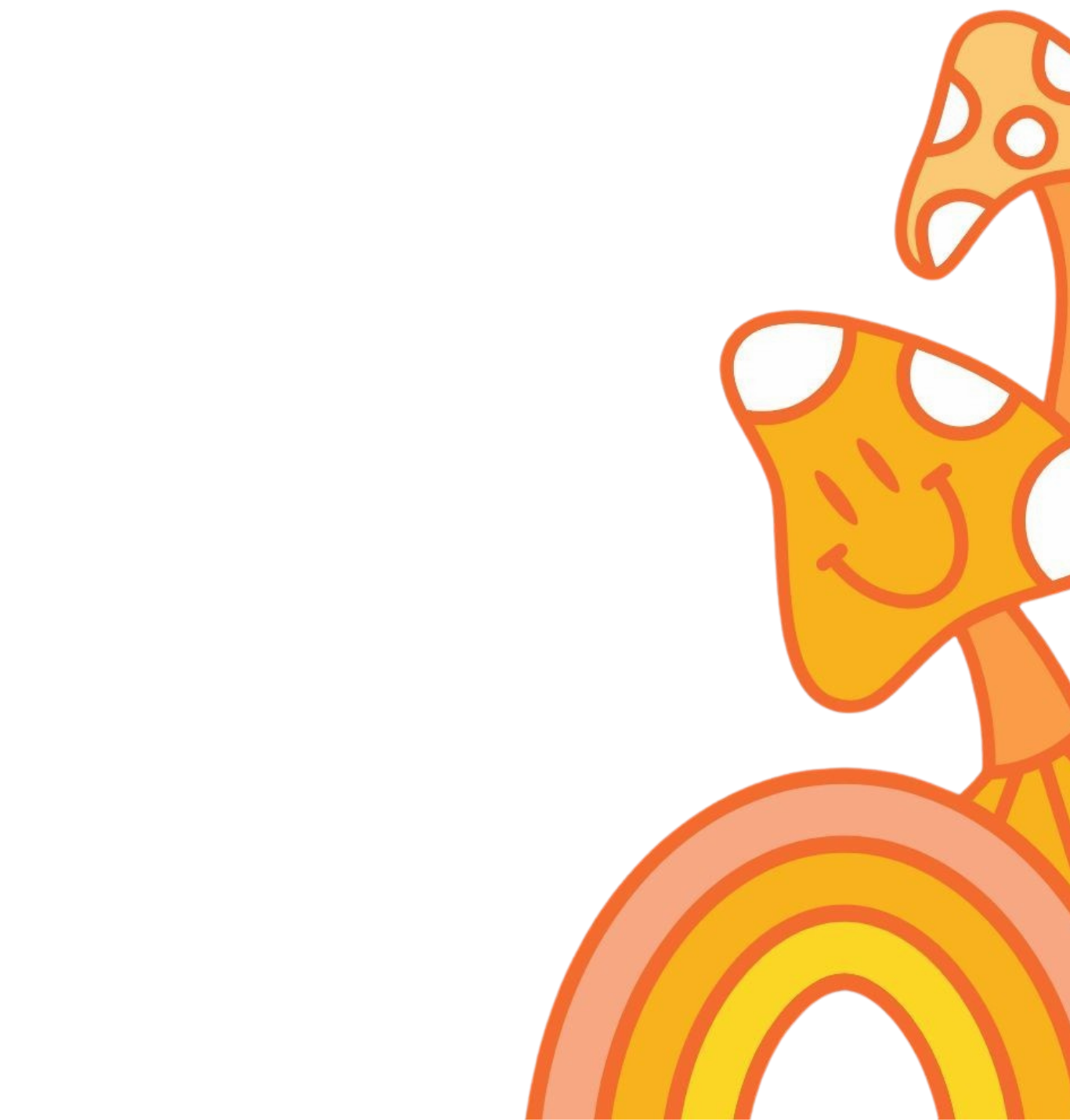 Colorful cartoon illustration of a smiling giraffe with an orange and yellow rainbow in the background.