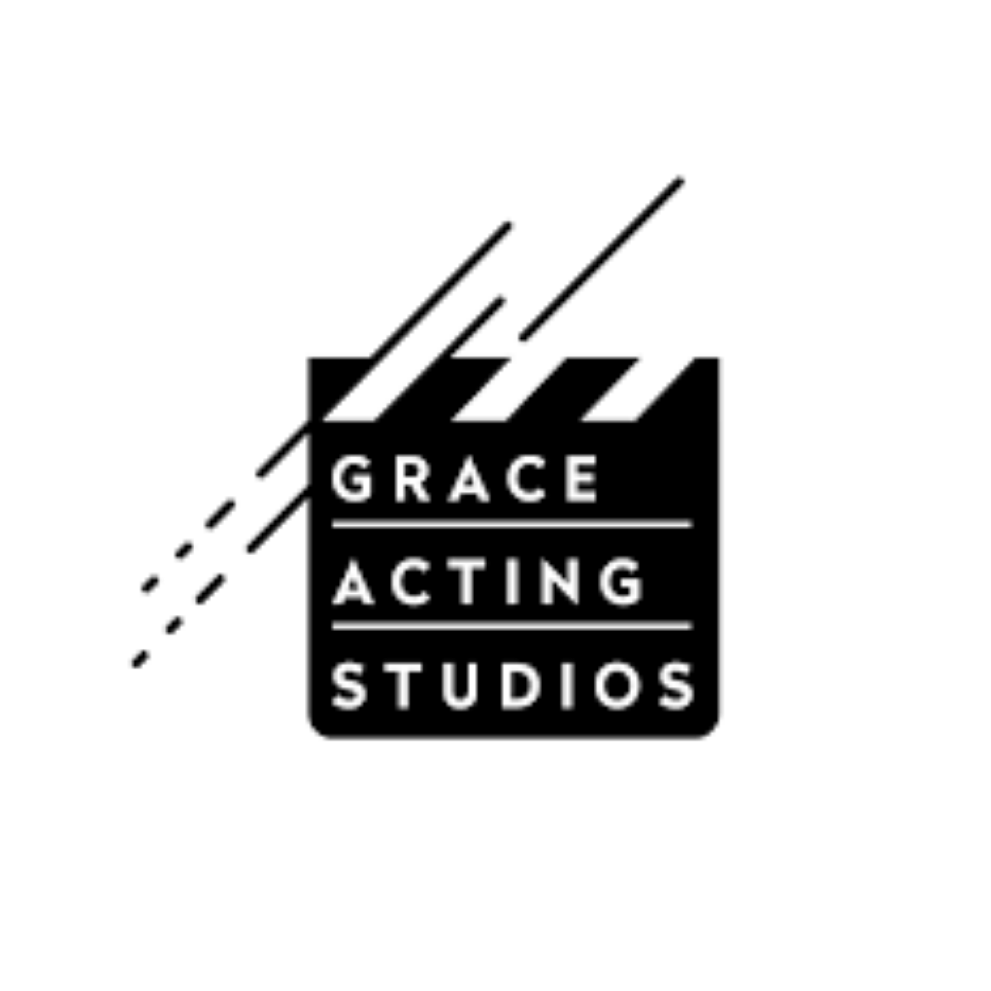 Black and white logo for Grace Acting Studios with stylized lines and text.