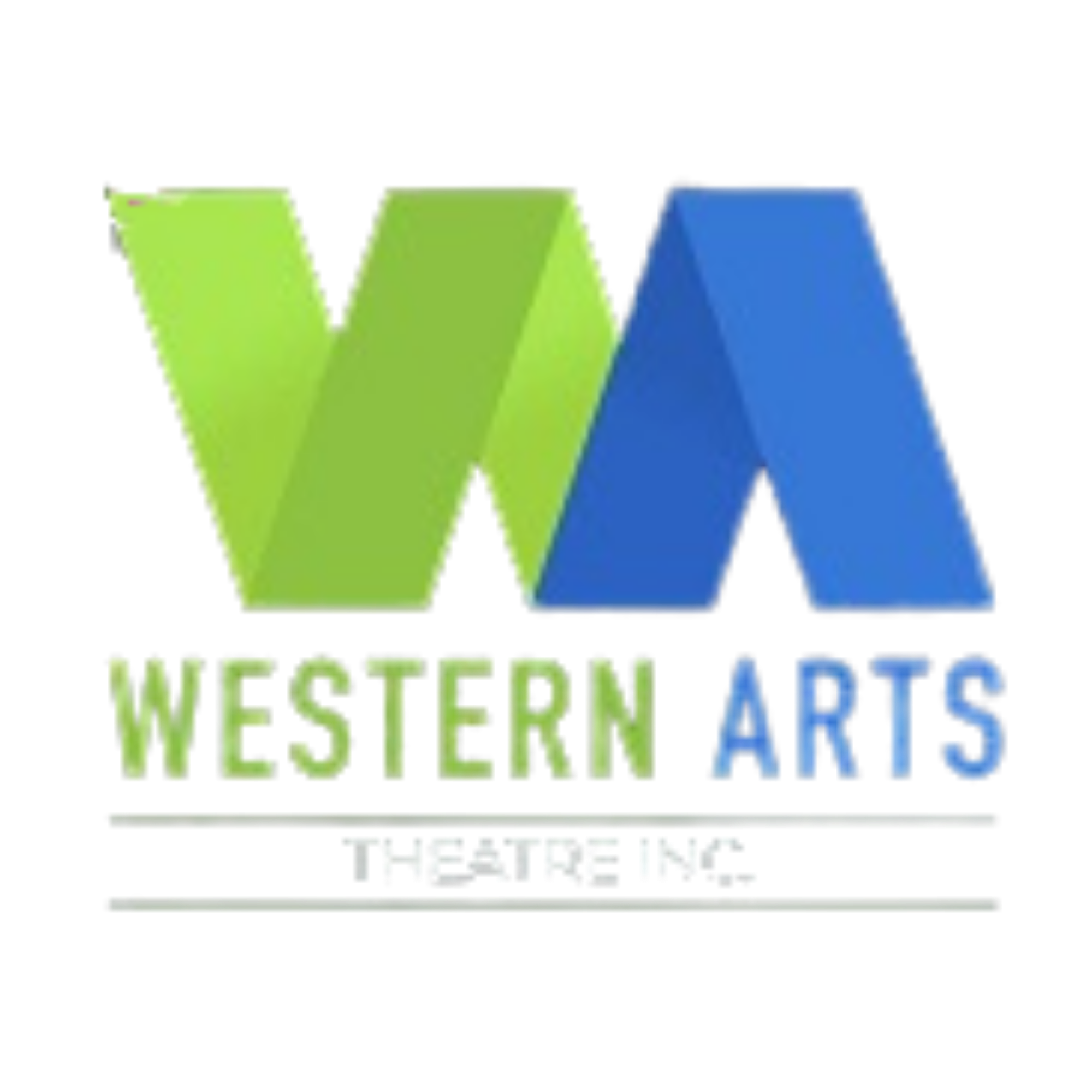 Logo for Western Arts Theatre Inc., featuring a stylized 'W' in green and blue with the text 'Western Arts' in green and blue and 'Theatre Inc.' underneath.