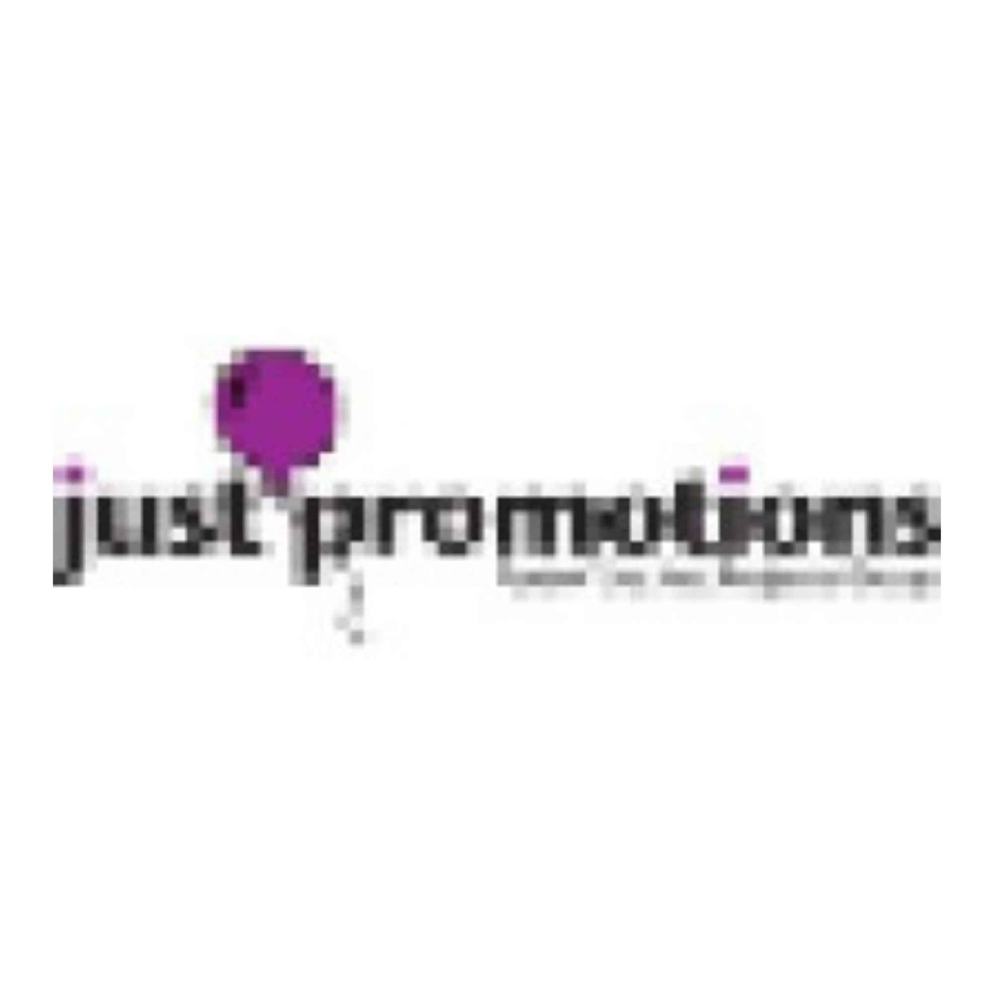 Logo of Just Promotions with a purple speech bubble icon