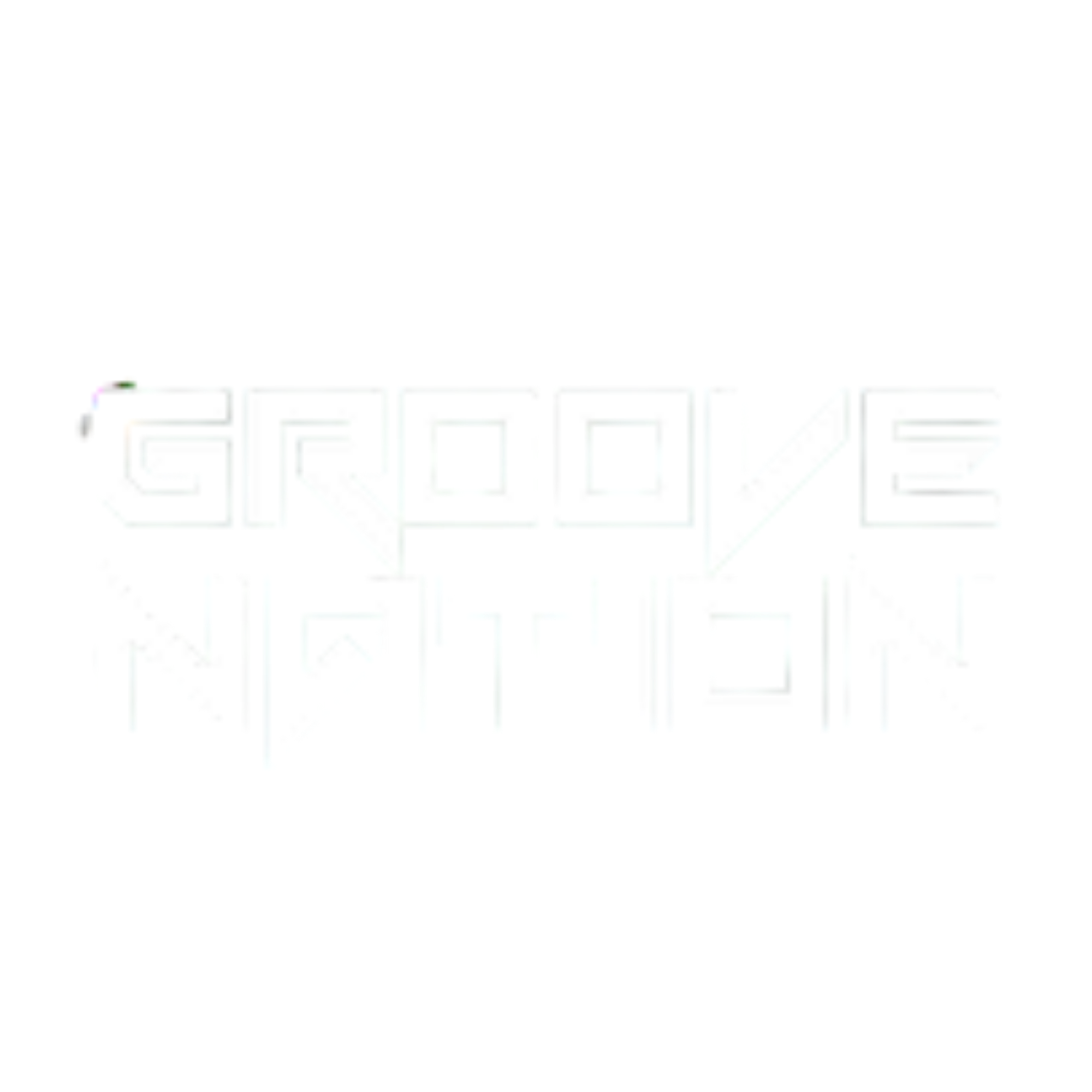 Logo with the words 'GROOVE NATION' in stylized white text on a black background.