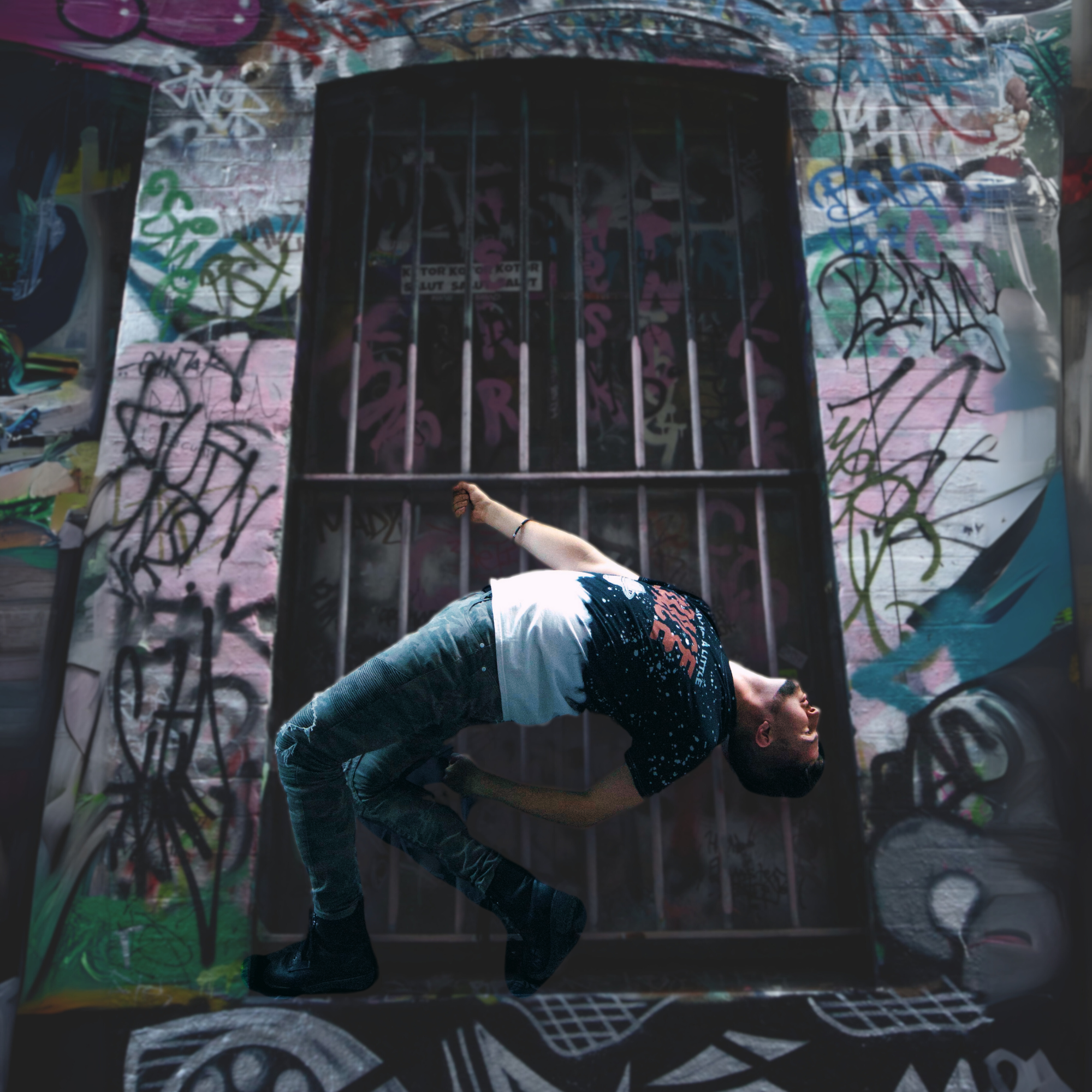 Kai Mann-Robertson at Hozier Lane Melbourne Graffiti Dance Shot