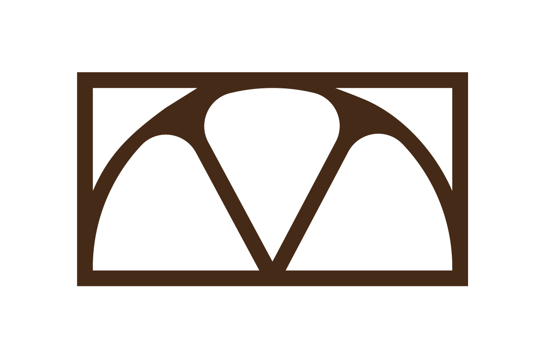 KMC Global Events' brand icon that is shaped as a window with 3 lines coming to the center, symbolizing the letters "KMC" in an artistic way