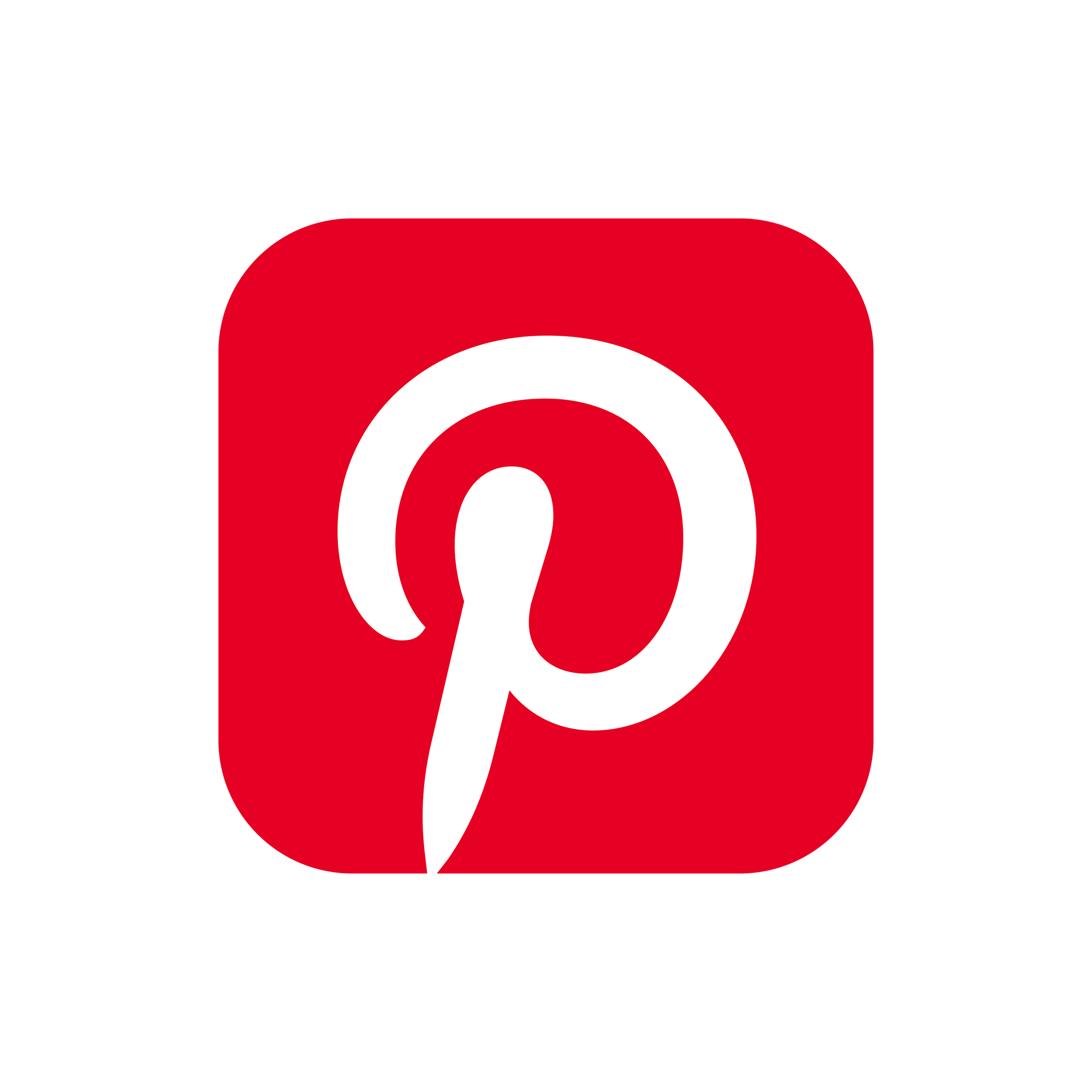 Pinterest logo with a red square background and a white stylized 'P'.