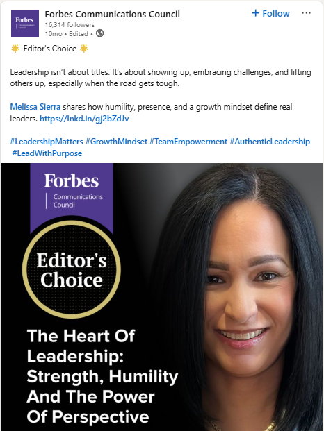 Forbes Communications Council LinkedIn Post Example