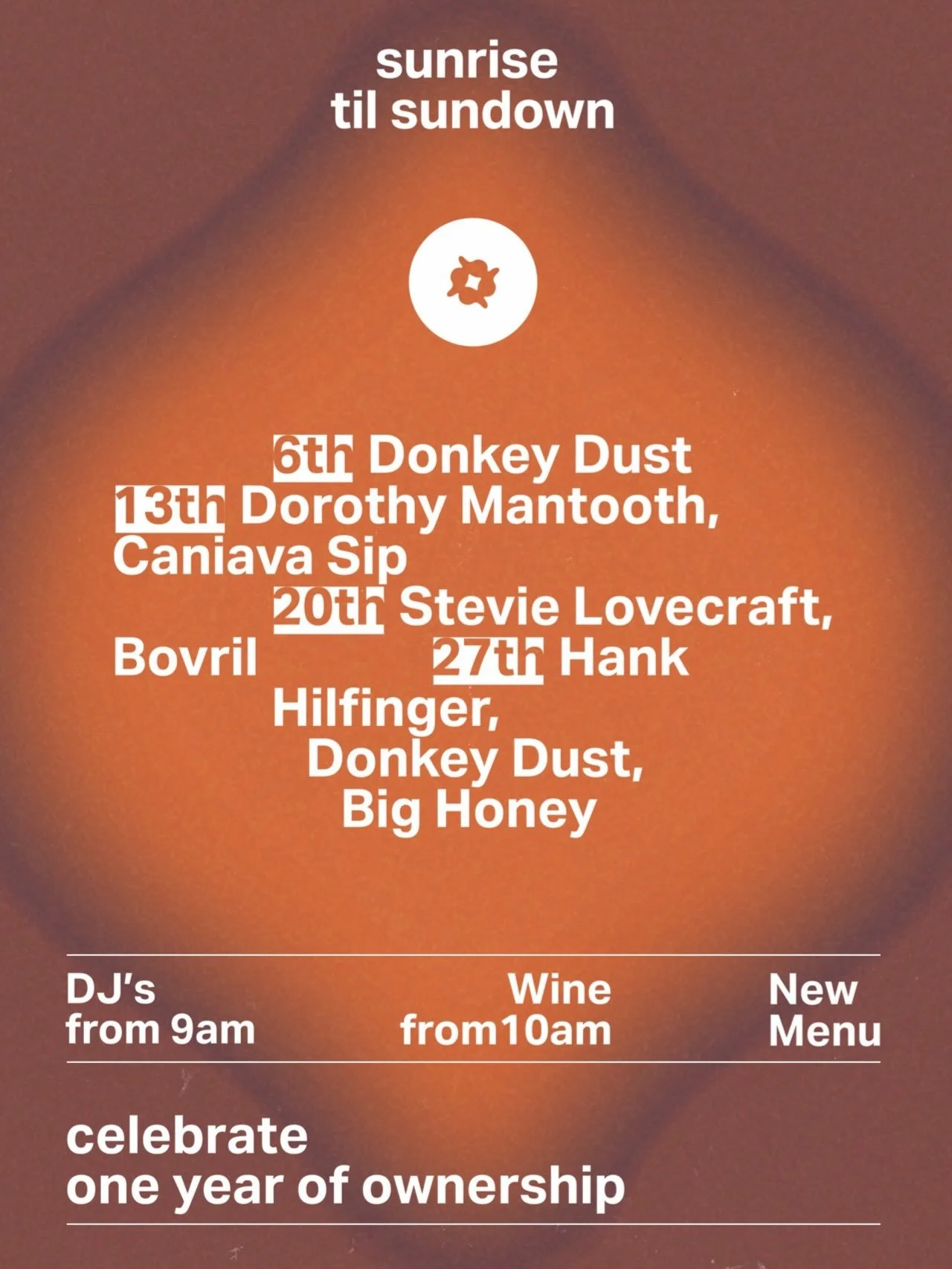 Ayyyyy it&rsquo;s been a year! 

Big love. Celebrate with us each Sunday this month. Drink and food specials as it gets warm with clear skies xx

(Big one on the 27th). Thanks so much for making this big kids dream come true, Sam