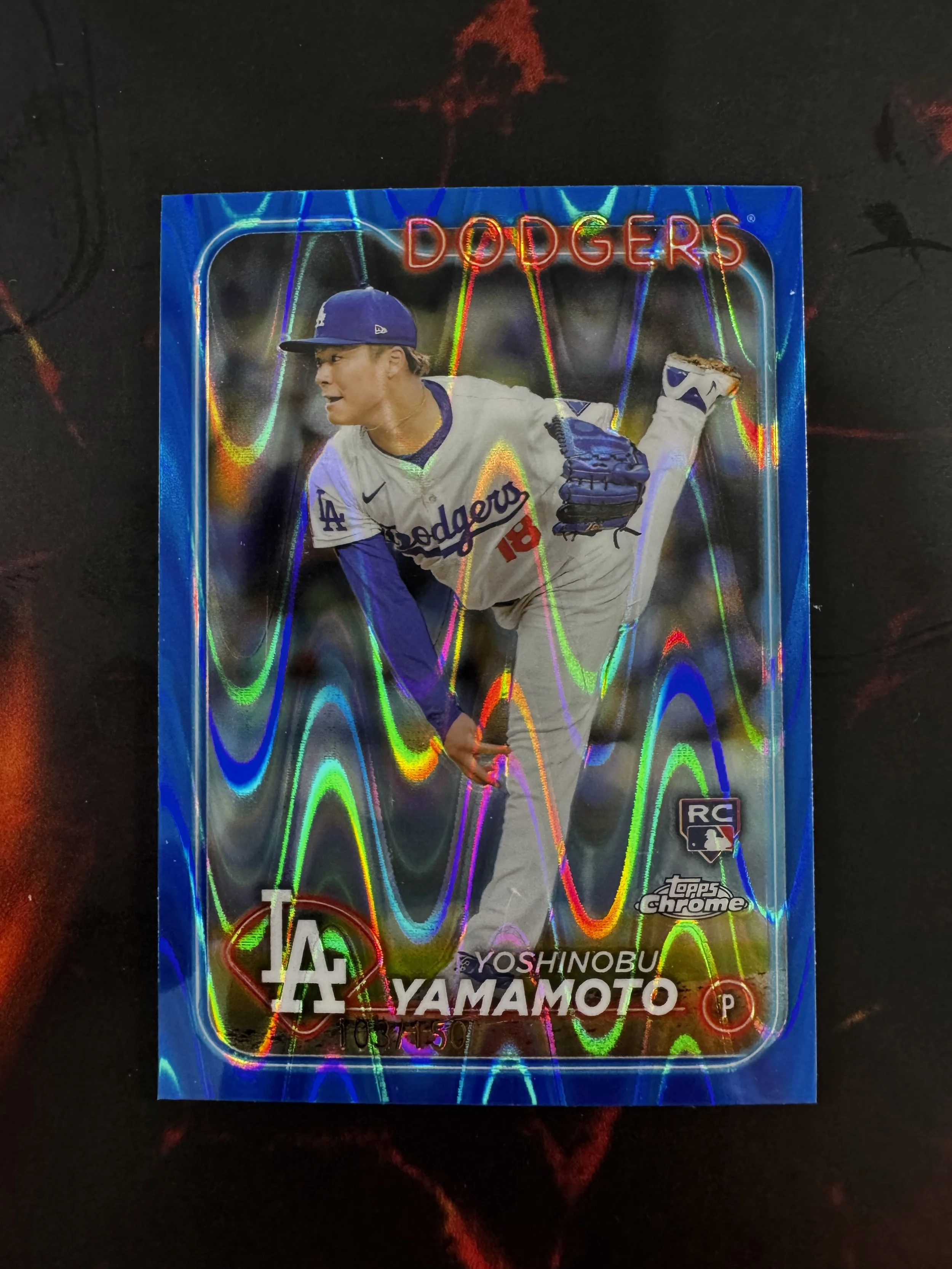 2024 Topps Chrome Yoshinobu Yamamoto Blue Wave Refractor RC /150