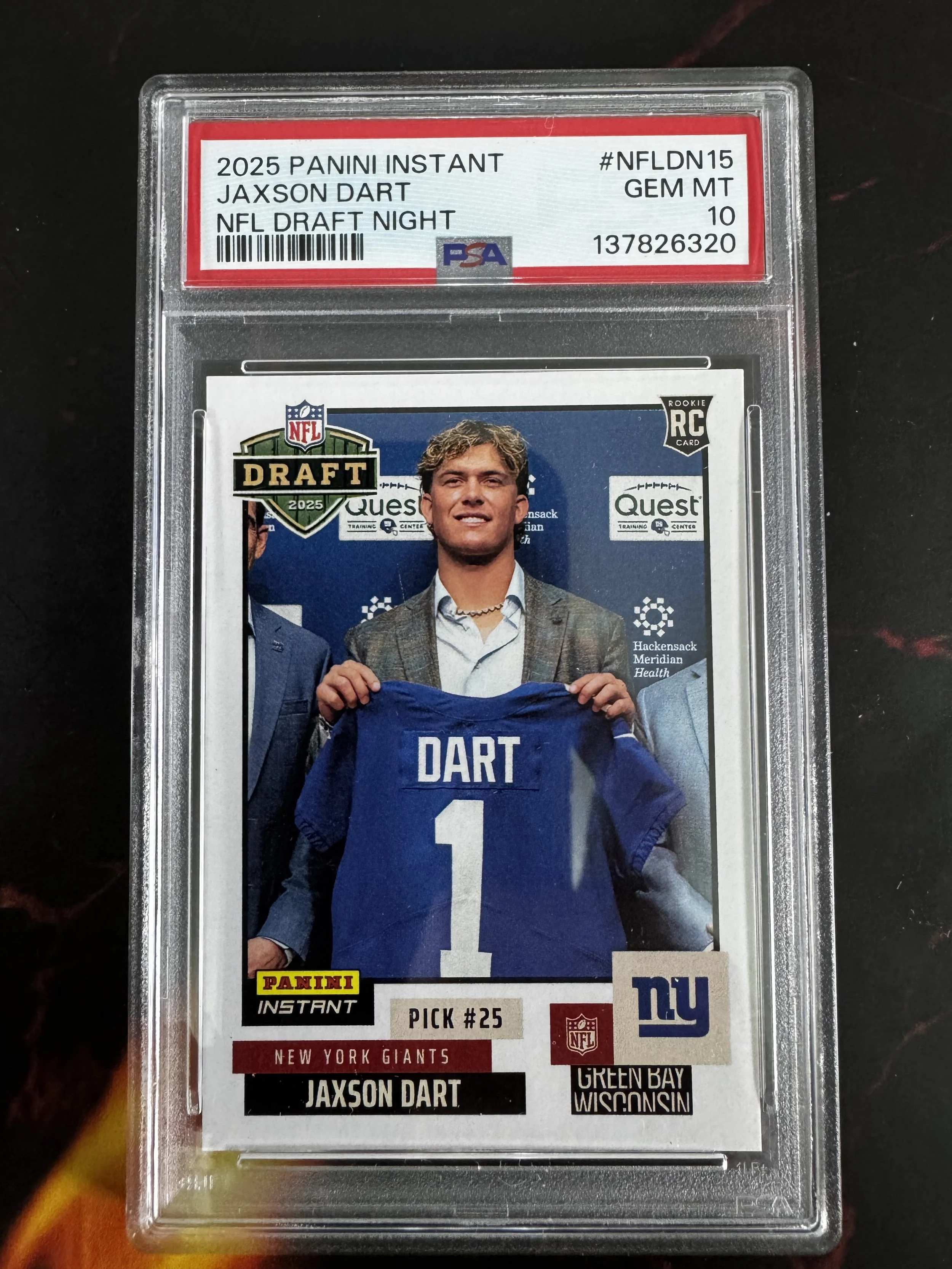 2025 Panini Instant Jaxon Dart Draft Night RC PSA 10