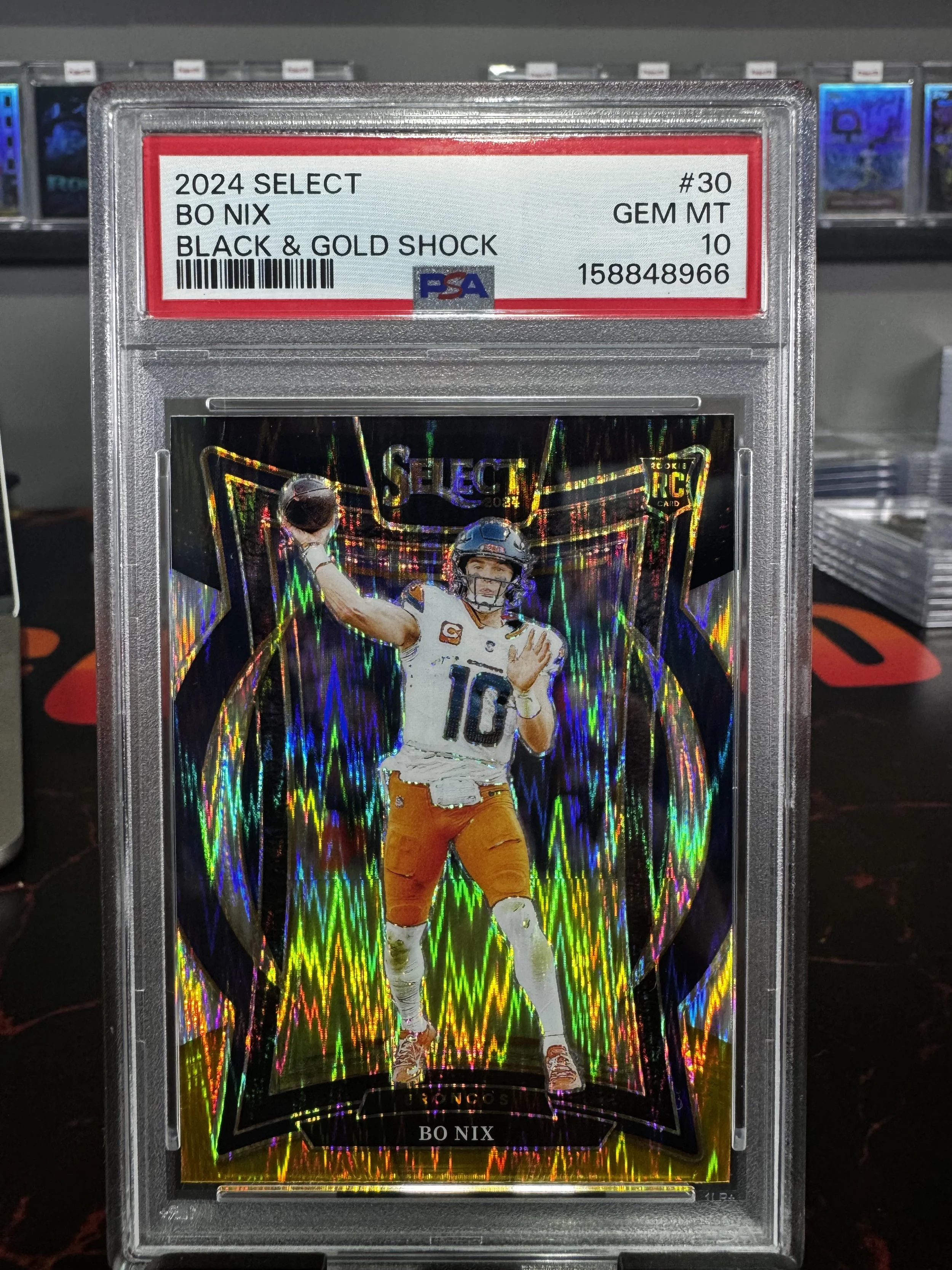 2024 Select Bo Nix Black & Gold Shock RC PSA GEM MT 10