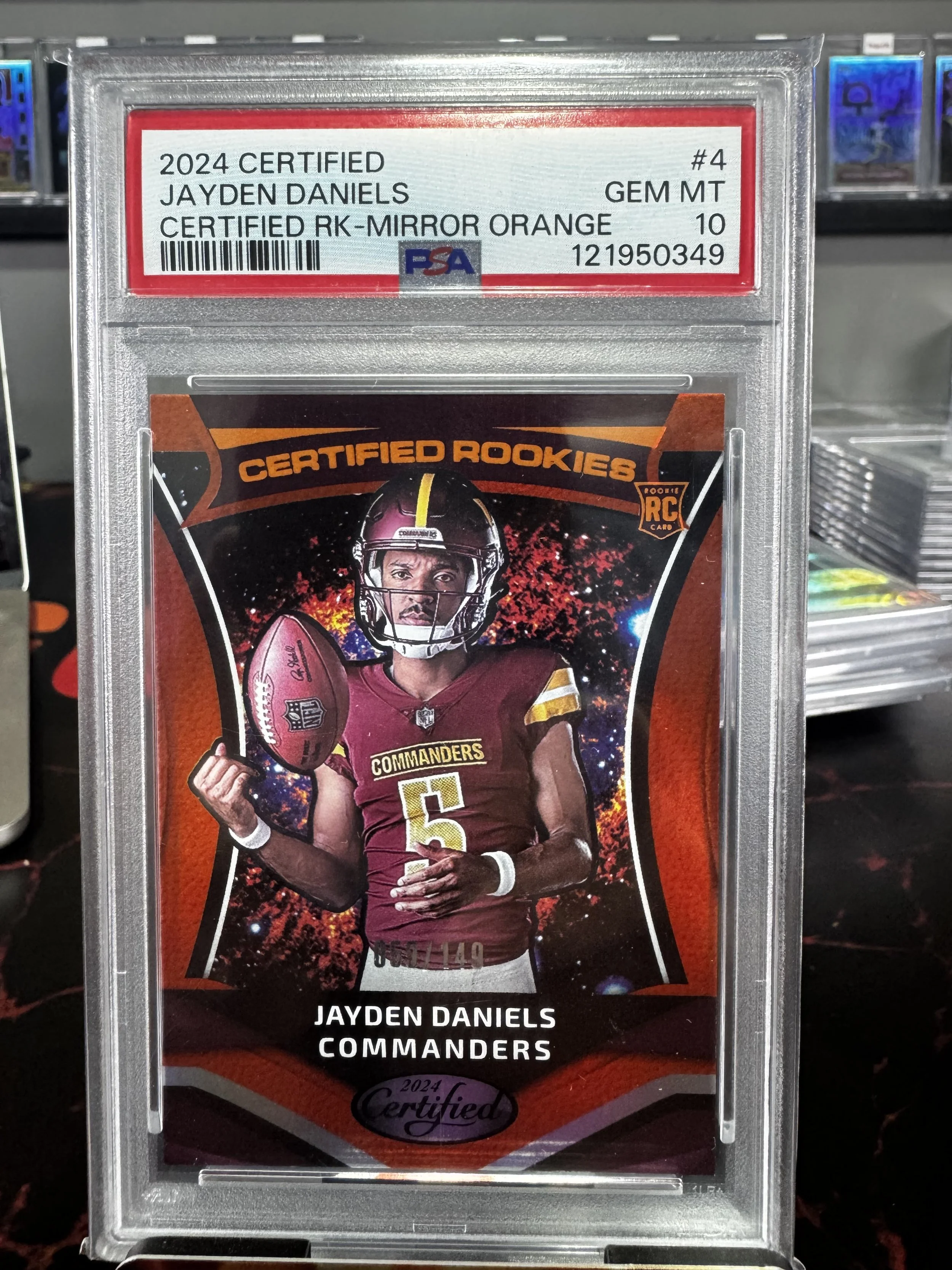 2024 Certified Jayden Daniels RC Mirror Orange Edition PSA Gem Mt 10
