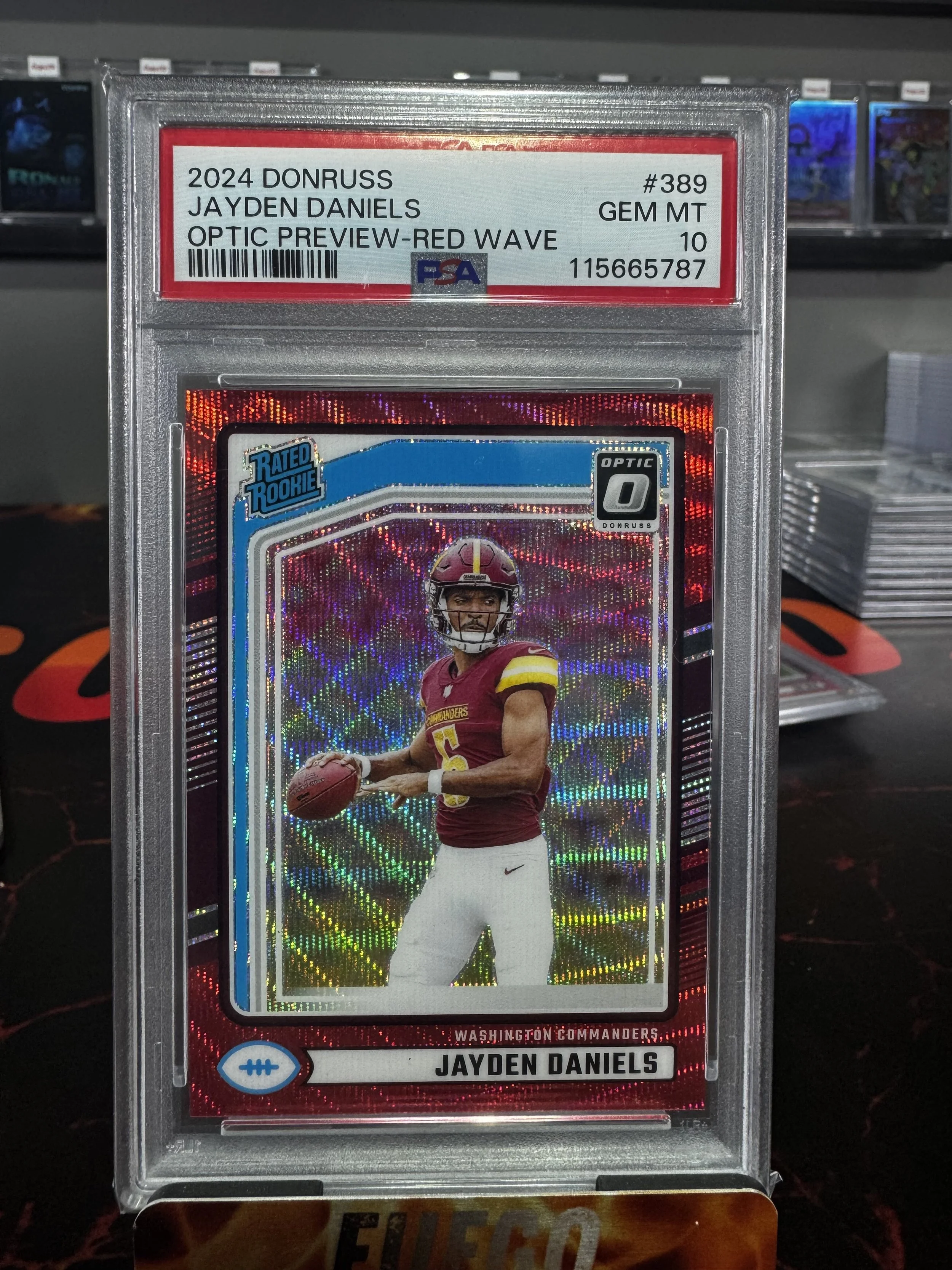 2024 Donruss Jayden Daniels Optic Preview Red Wave RC PSA GEM MT 10