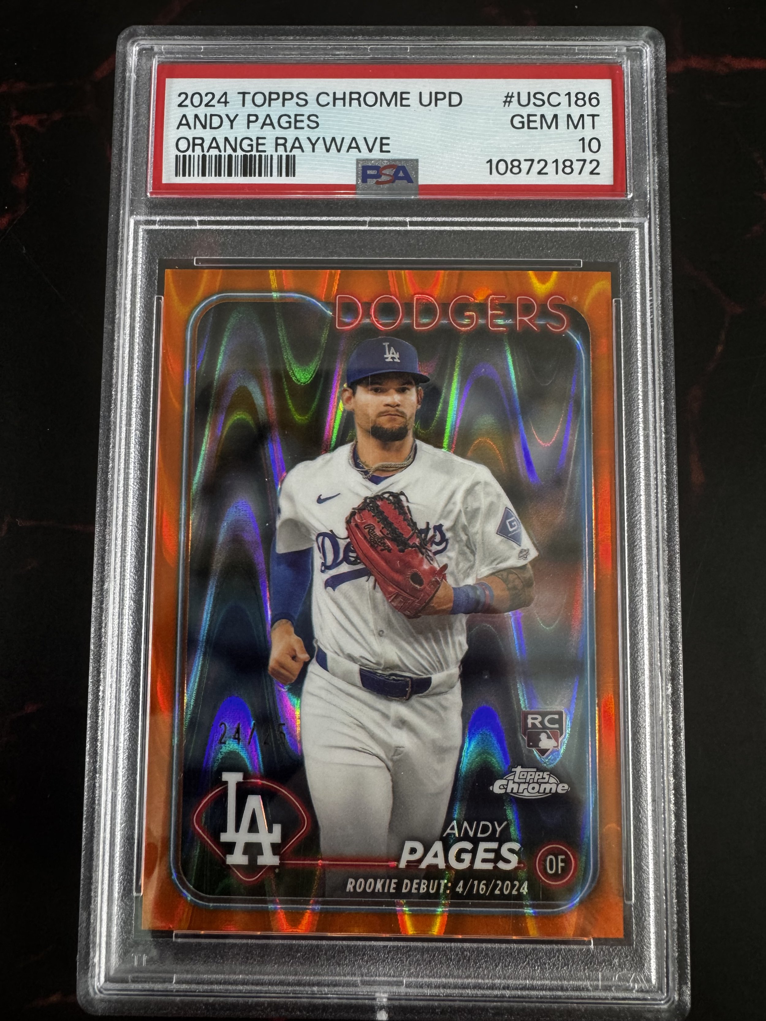 2024 Andy Pages Topps Chrome Update Orange Raywave /25