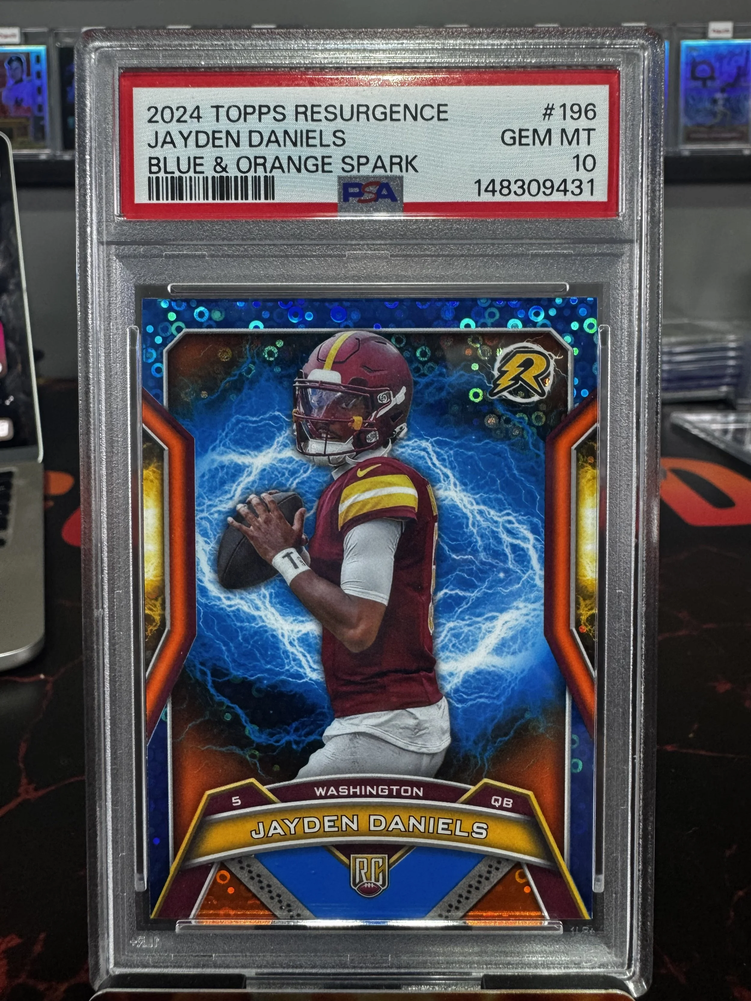 2024 Topps Resurgence Jayden Daniels Blue & Orange Spark PSA GEM MT 10