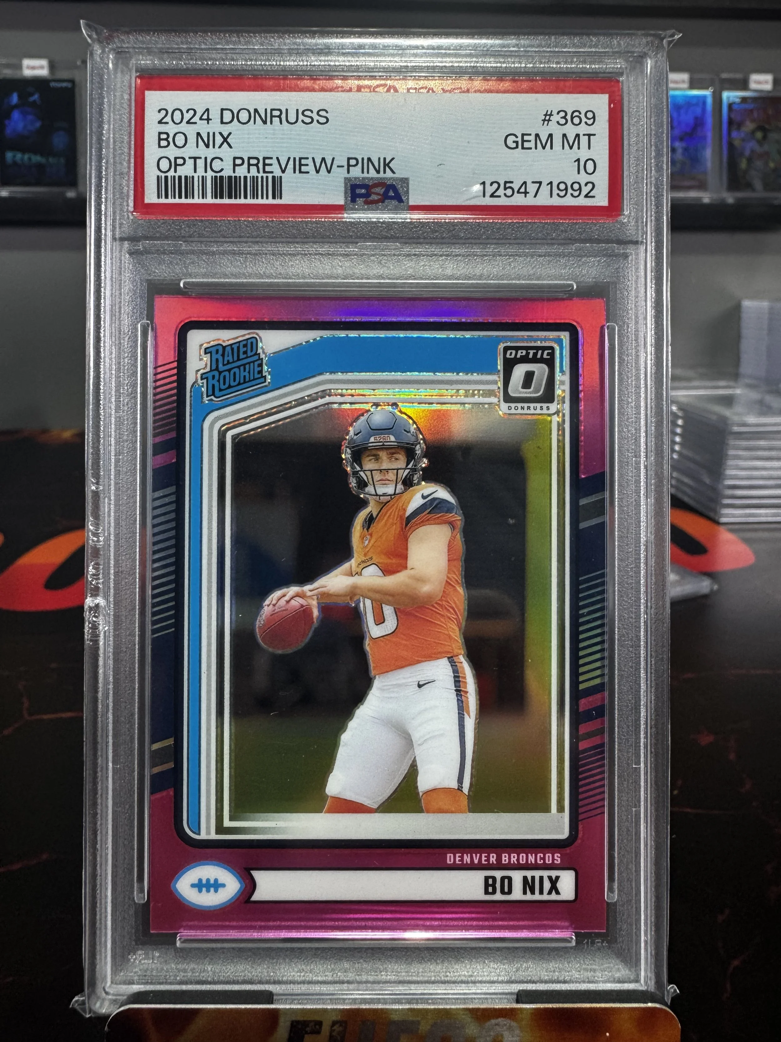 2024 Donruss Bo Nix Optic Preview Pink RC PSA Gem Mt 10