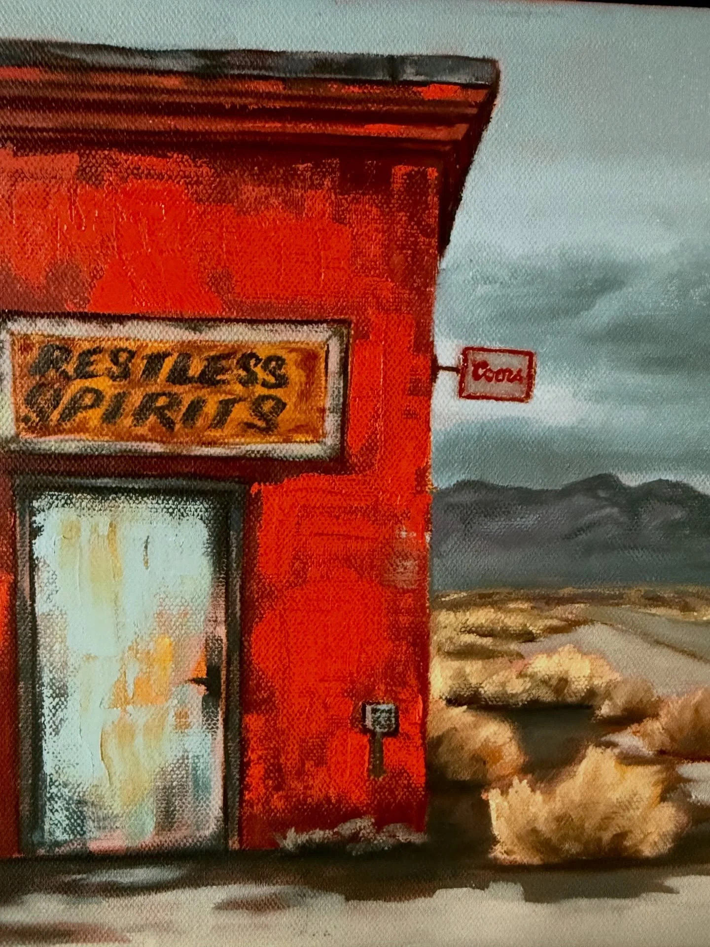 Had some fun with the palette knife with this piece&hellip; I&rsquo;m a sucker for some texture. 

The name Restless Spirits comes from a bar that used to be around here. It was a spot where Jake and I would have a cold yella belly after scouting the
