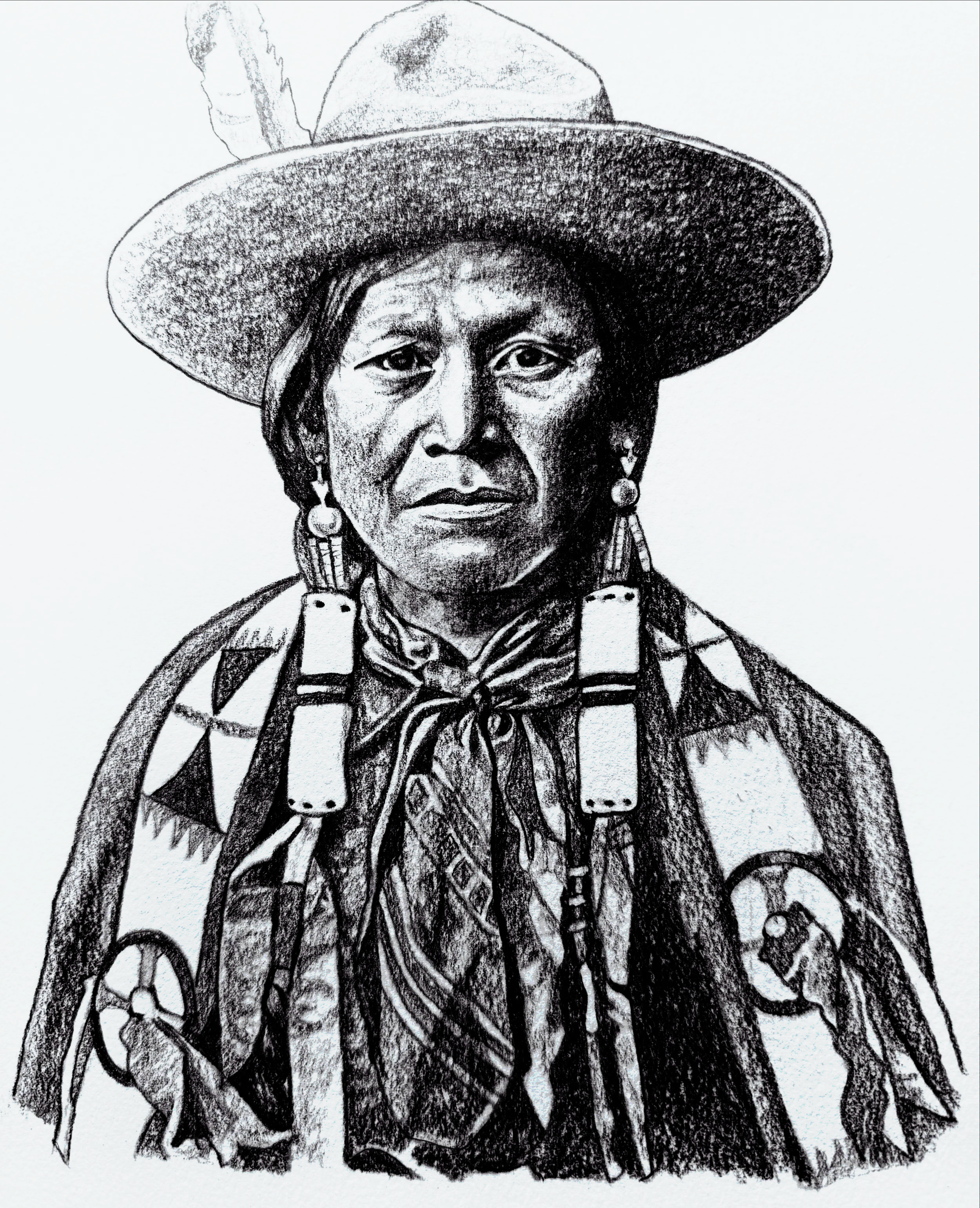"Jicarilla Cowboy" Graphite on Paper - SOLD