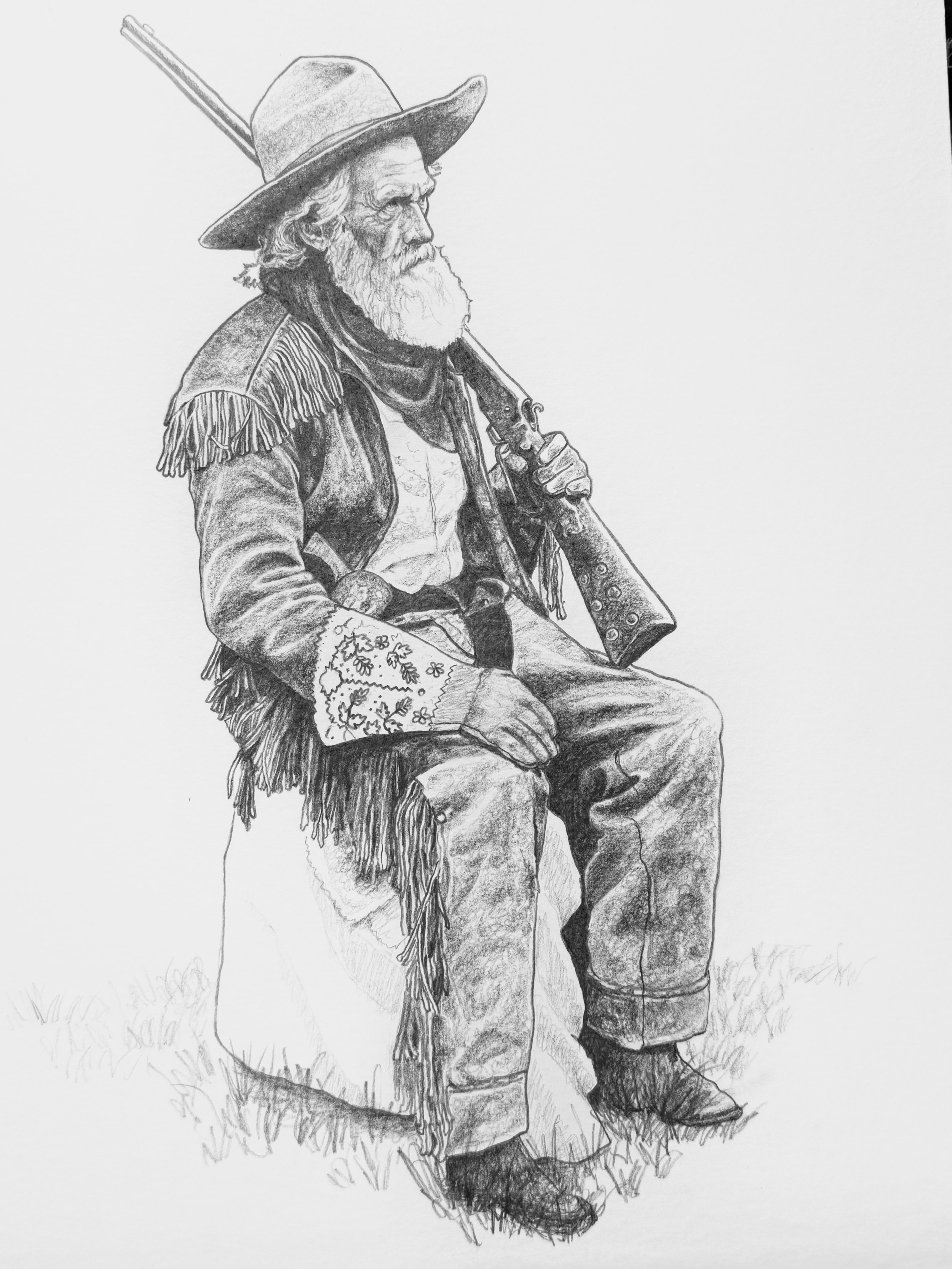"Ezra Meeker" $1200 - 11X14 Graphite on Illustration Board