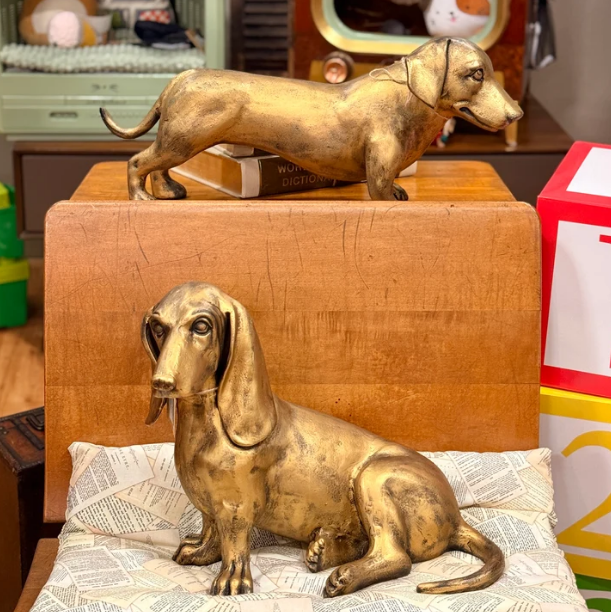 Brass and Resin Dachshunds
