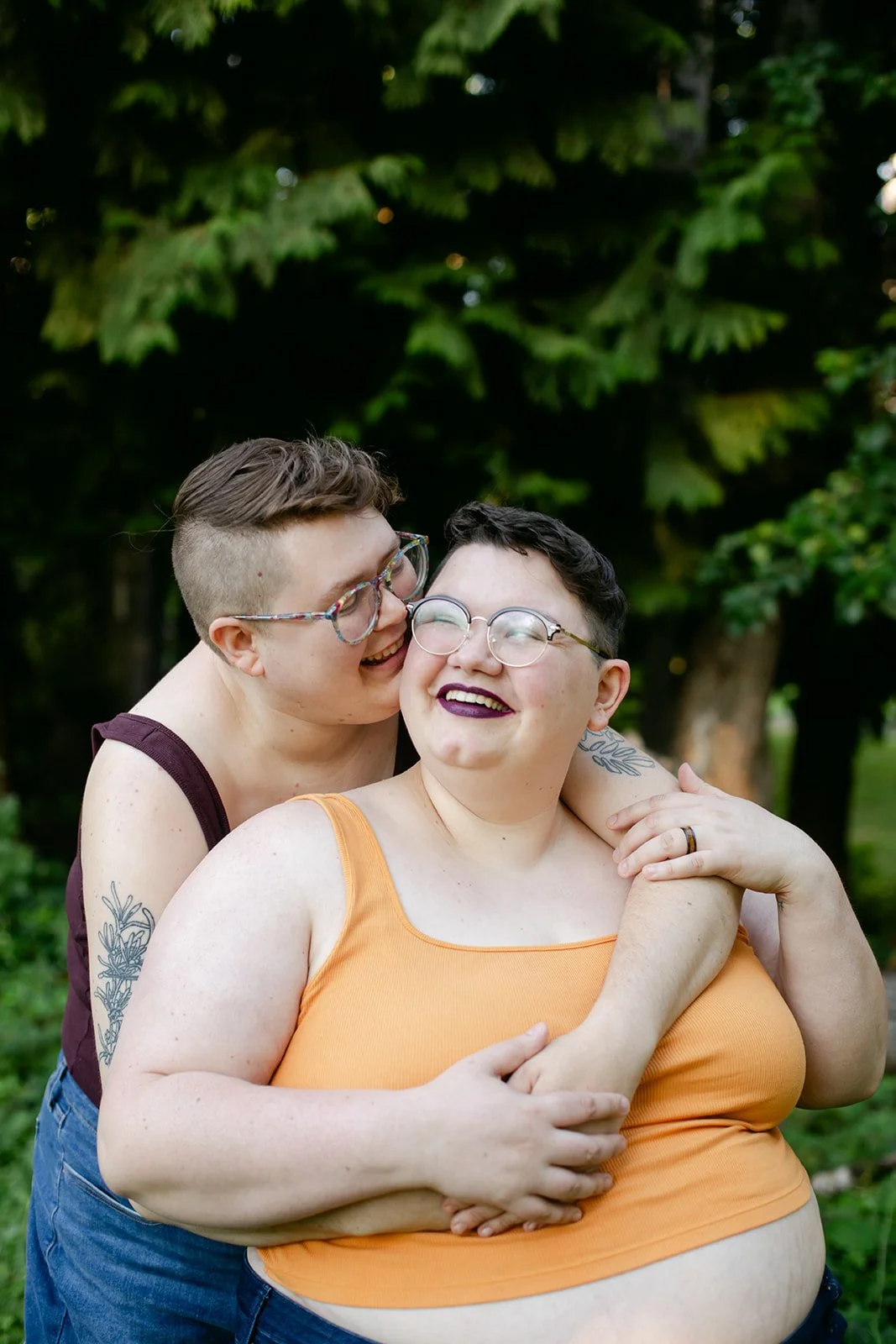 A Love Worth Celebrating | Finn &amp; Jay's EnGAYgement Session | Cathedral Park, Portland