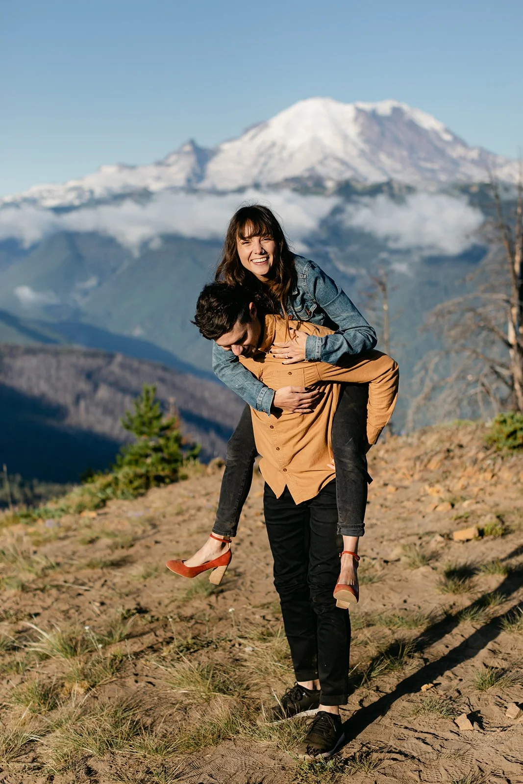 A Mount Rainier Sunrise Engagement Session | Noble Knob Trail, Washington