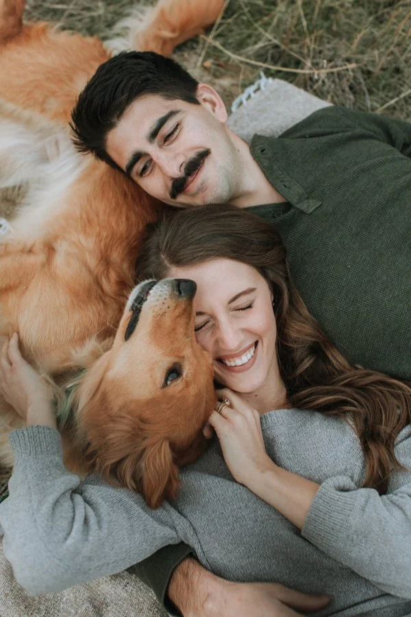 Golden Hour, a Golden Retriever, and Two People Completely in Love: Boise Foothills Couples Shoot