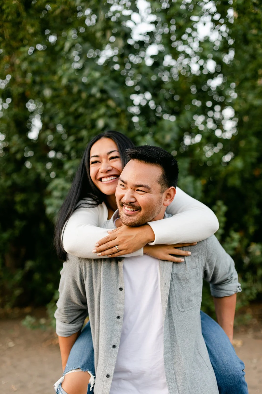Gothic Arches and Golden Light: Layla &amp; Eric Engagement Session at Cathedral Park Portland