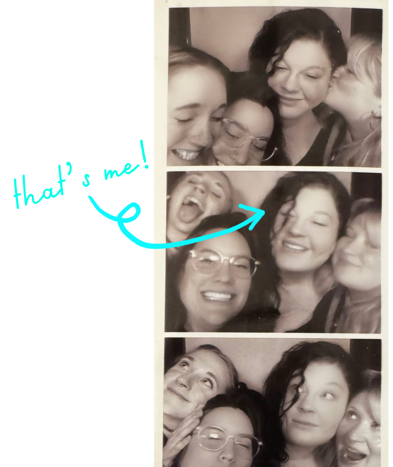 Fun photo booth portrait strip of Portland wedding photographer Leah Flores with friends, meet the photographer behind Wed n Wild, LGBTQ+ inclusive wedding and elopement photography based in Portland Oregon