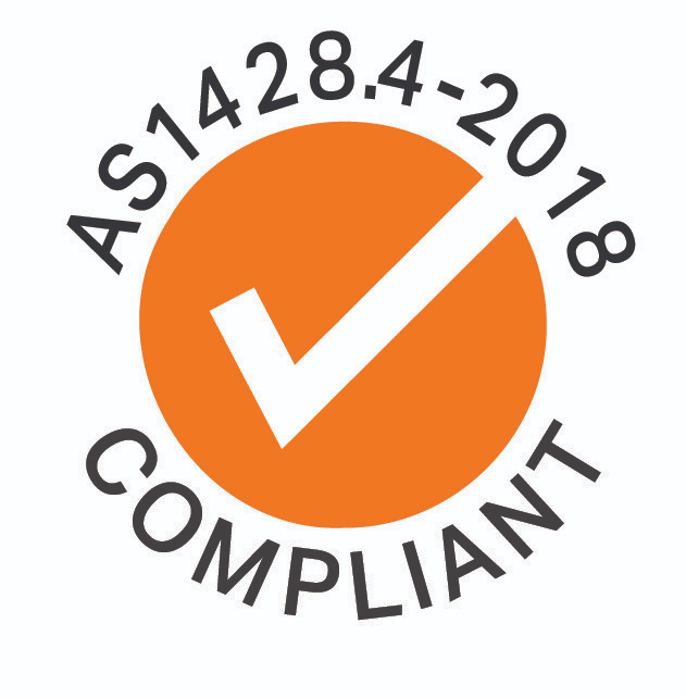 AS14284-2018 compliant certification badge with an orange circle and white checkmark.