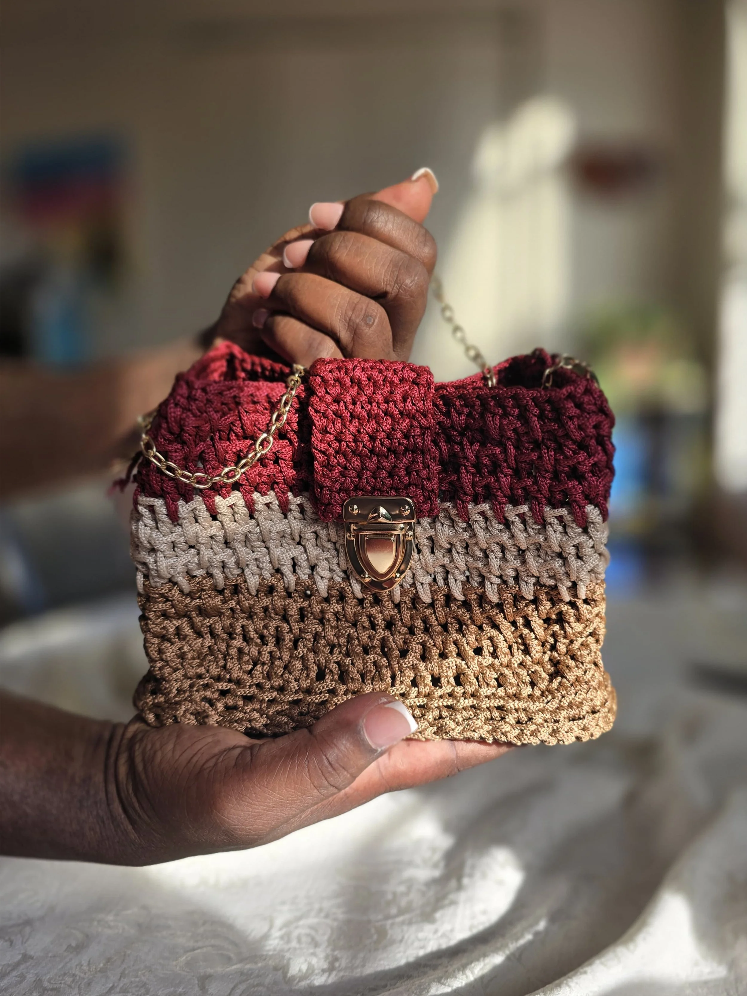 Crimson Sand Chain Mini Tote