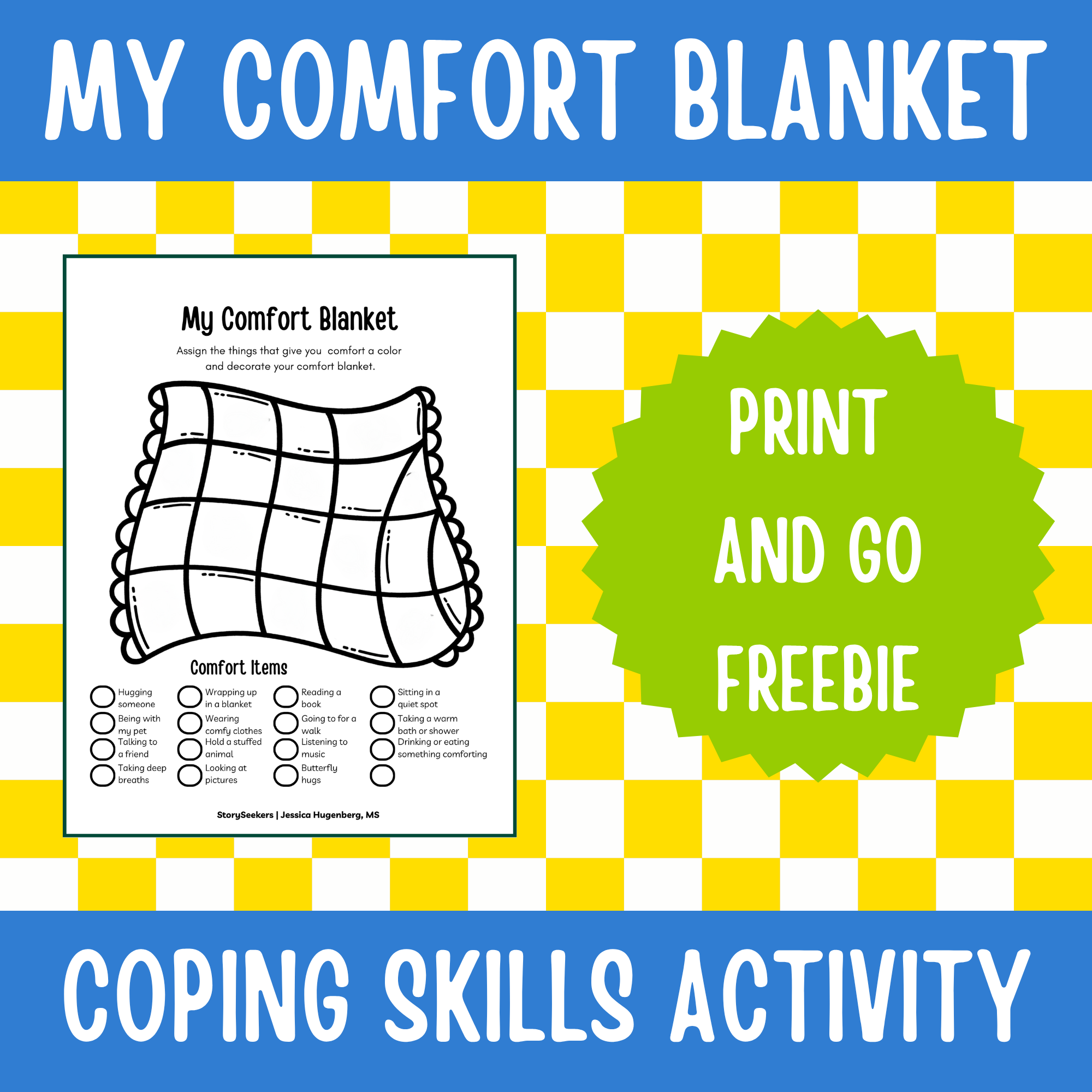 Free Resource: Thirty Questions to Ask Your Kid to Help Them Feel Calm and Comforted | My Comfort Blanket Activity