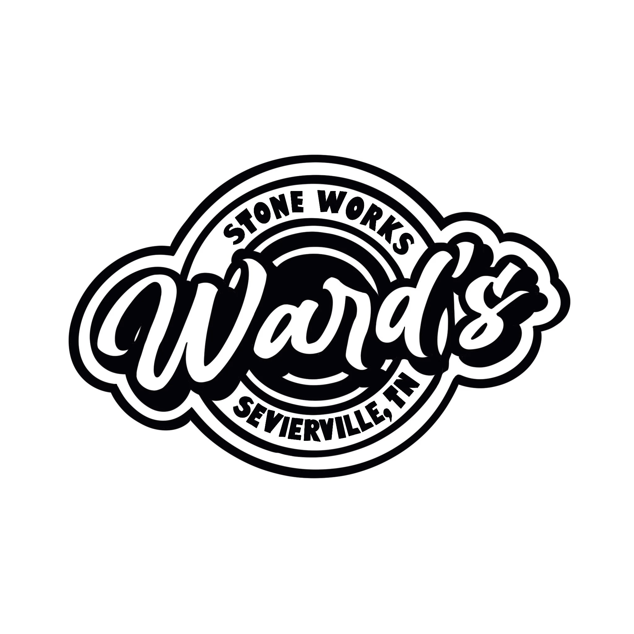 Black and white logo for Ward’s Stone Works in Sevierville, TN.