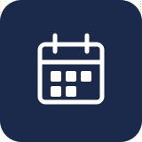 Calendar icon with a navy blue background