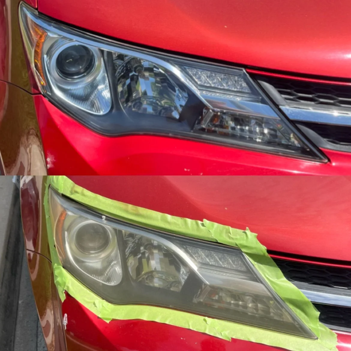 Toyota RAV4 headlight restoration before and after