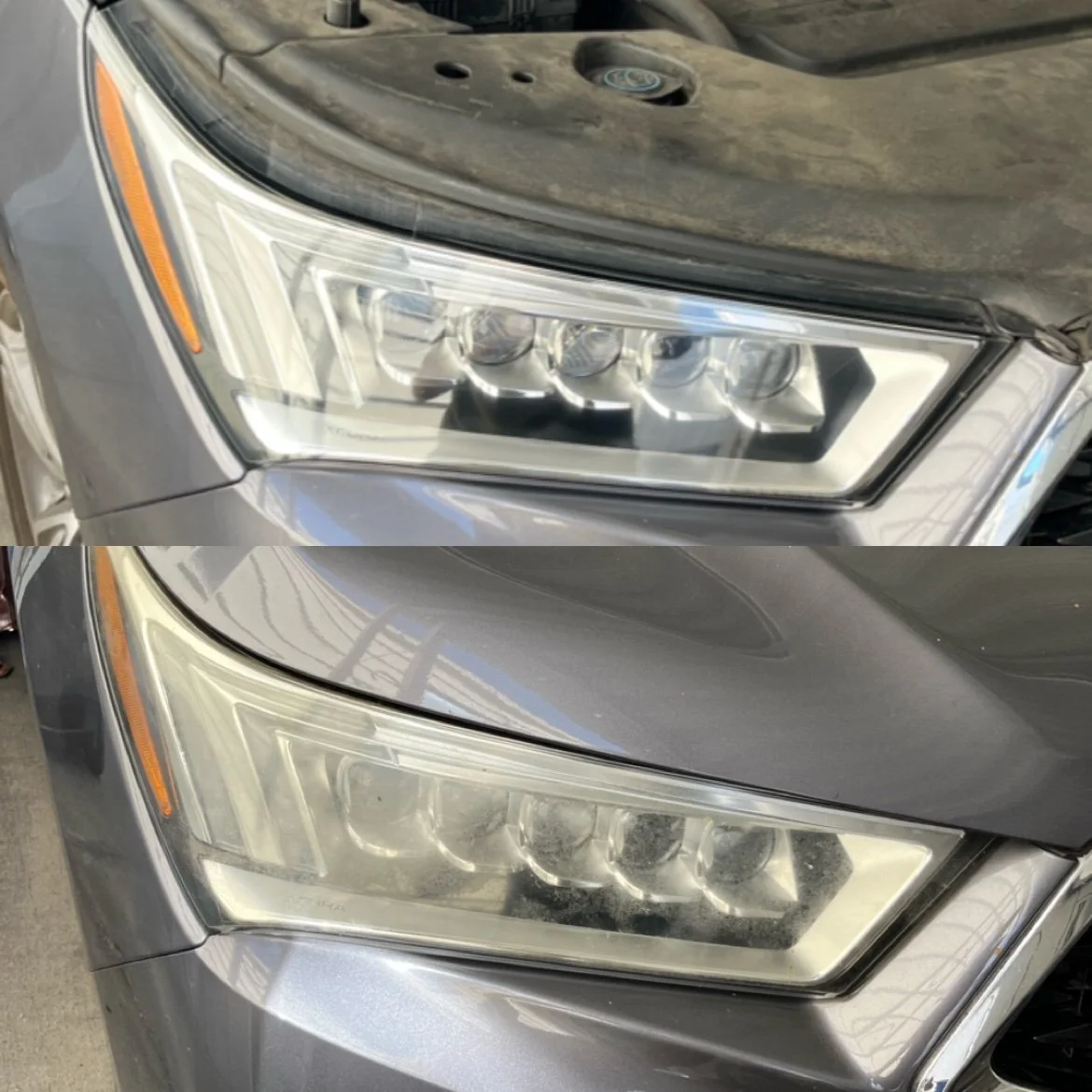 Acura MDX headlight restoration before and after