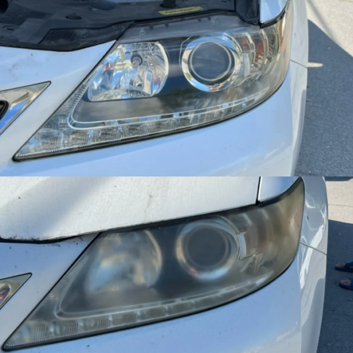 Lexus ES 350 headlight restoration before and after