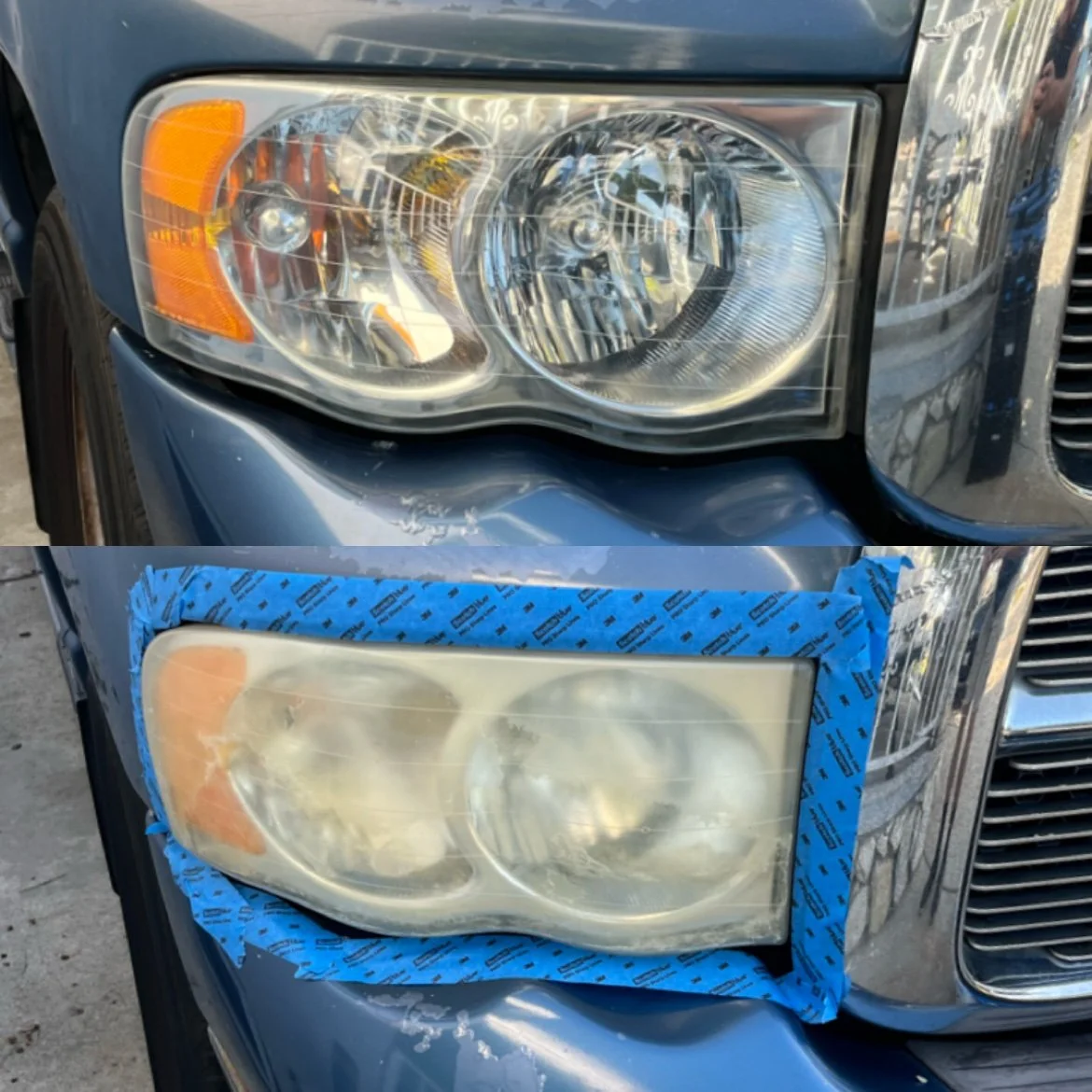 Dodge Ram 1500 headlight restoration before and after