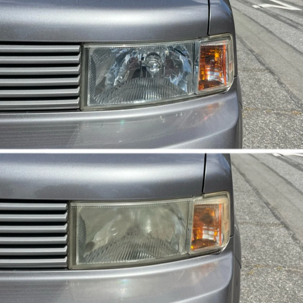 Scion xB headlight restoration before and after