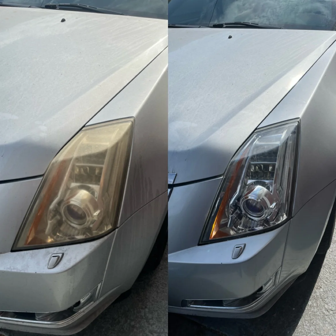 Cadillac CTS headlight restoration before and after