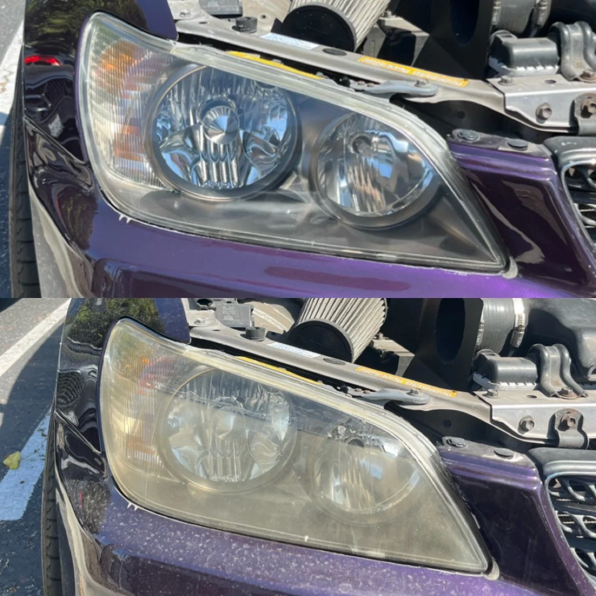 Lexus IS 300 headlight restoration before and after