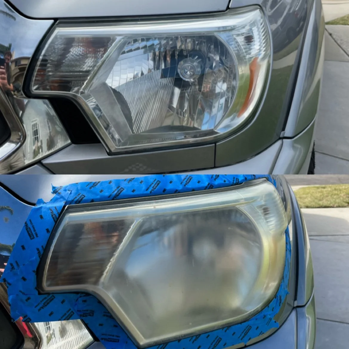 Toyota Tacoma headlight restoration before and after